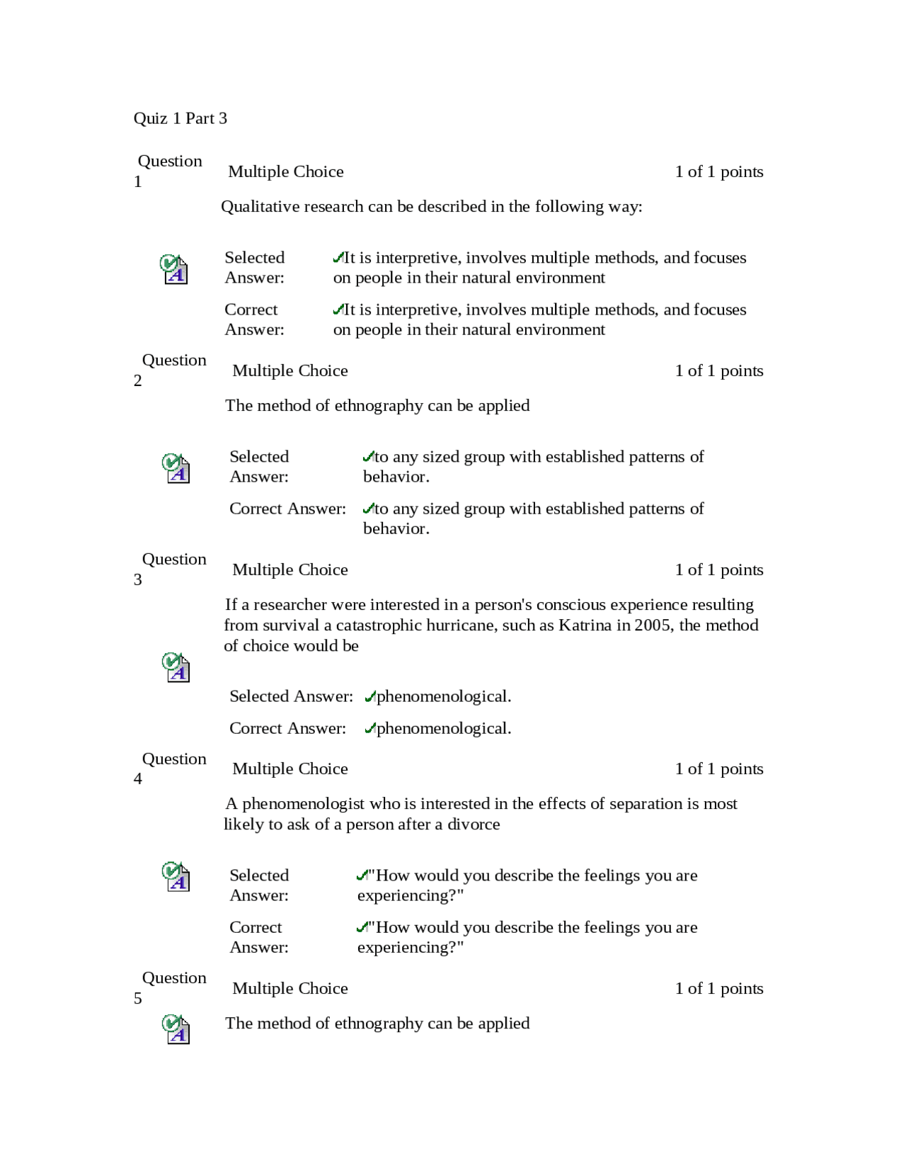 Principles of Psychology Research Quiz 1 Part 3 with Correct Answers ...