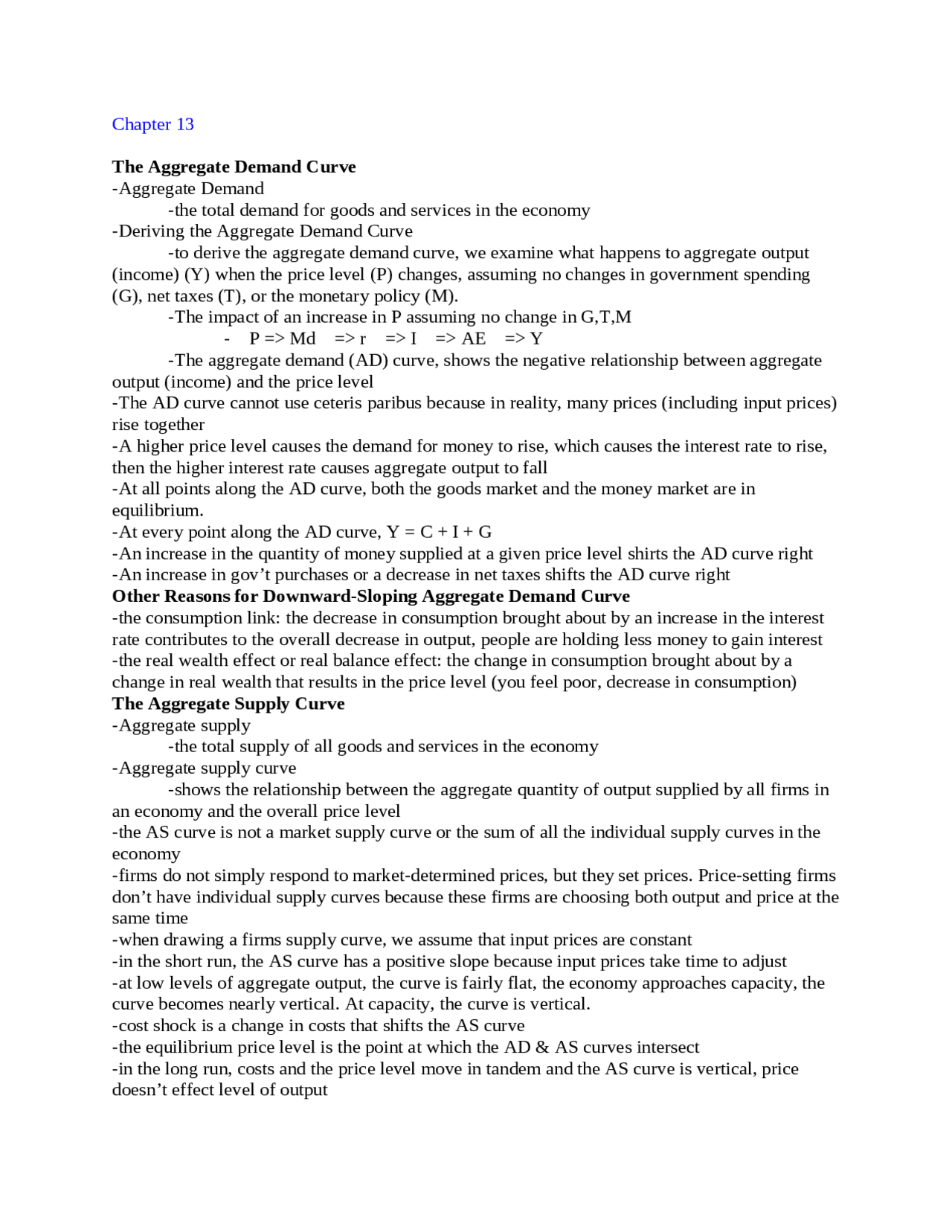 The Aggregate Demand Curve - Principles of Economics | ECON 2006 - Docsity