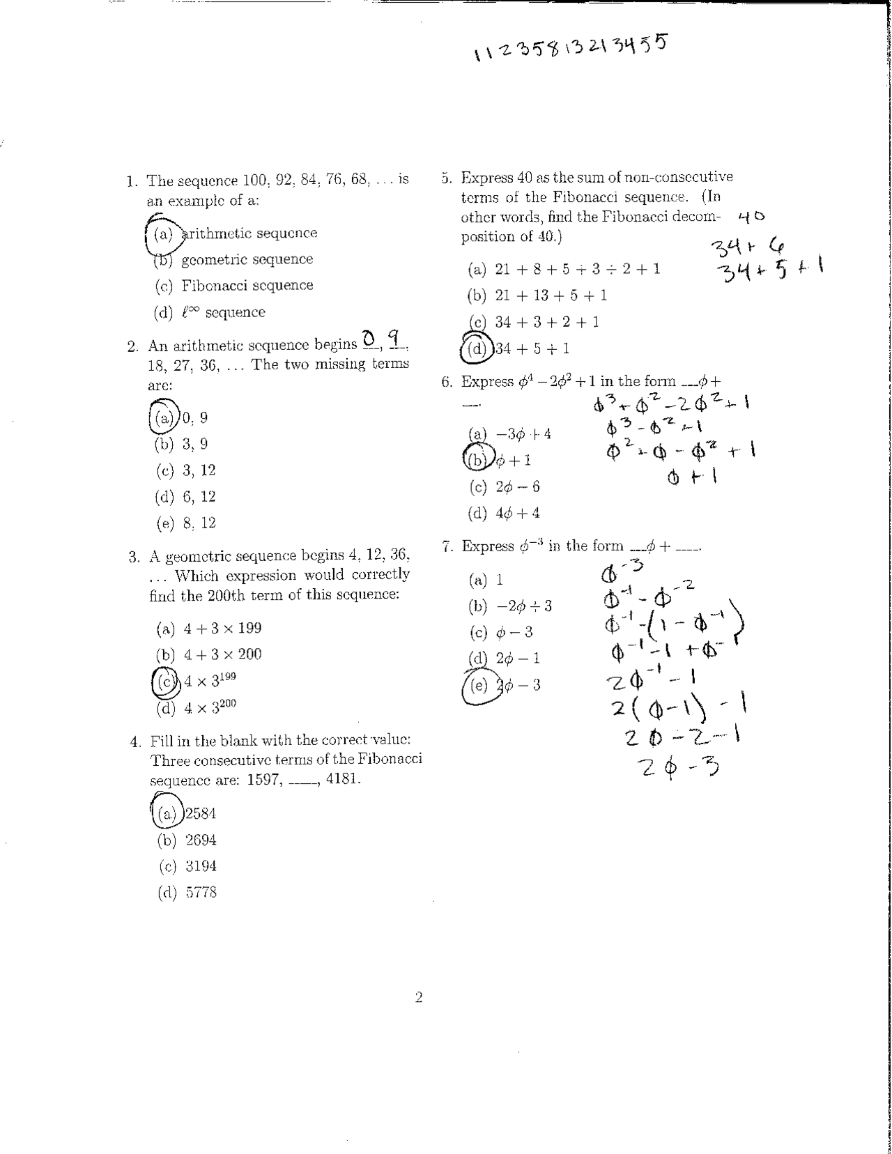 Test 1 with Answers | Geometry and Mathematics of Design | MATH 1536 ...