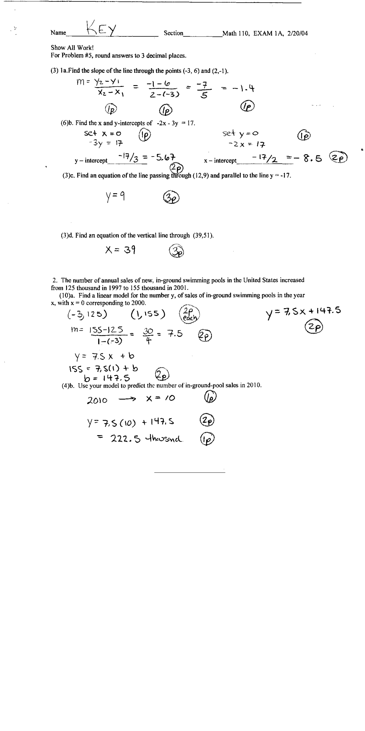 Elementary Math Class Test 6 Test Questions with Solutions in Elementary Math Models | MATH 110 ...