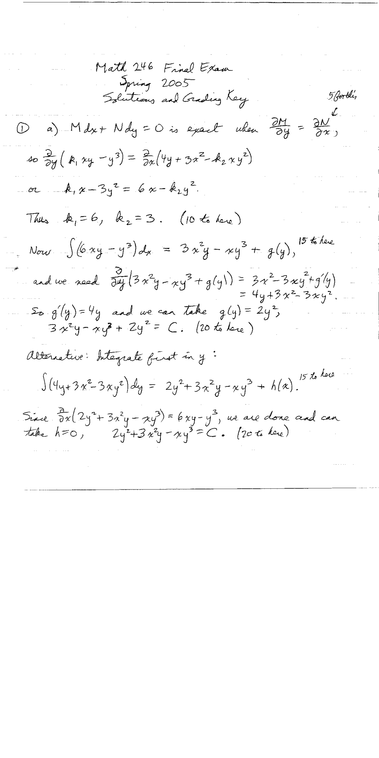 Final Exam Solutions - Differential Equation for Science and ...