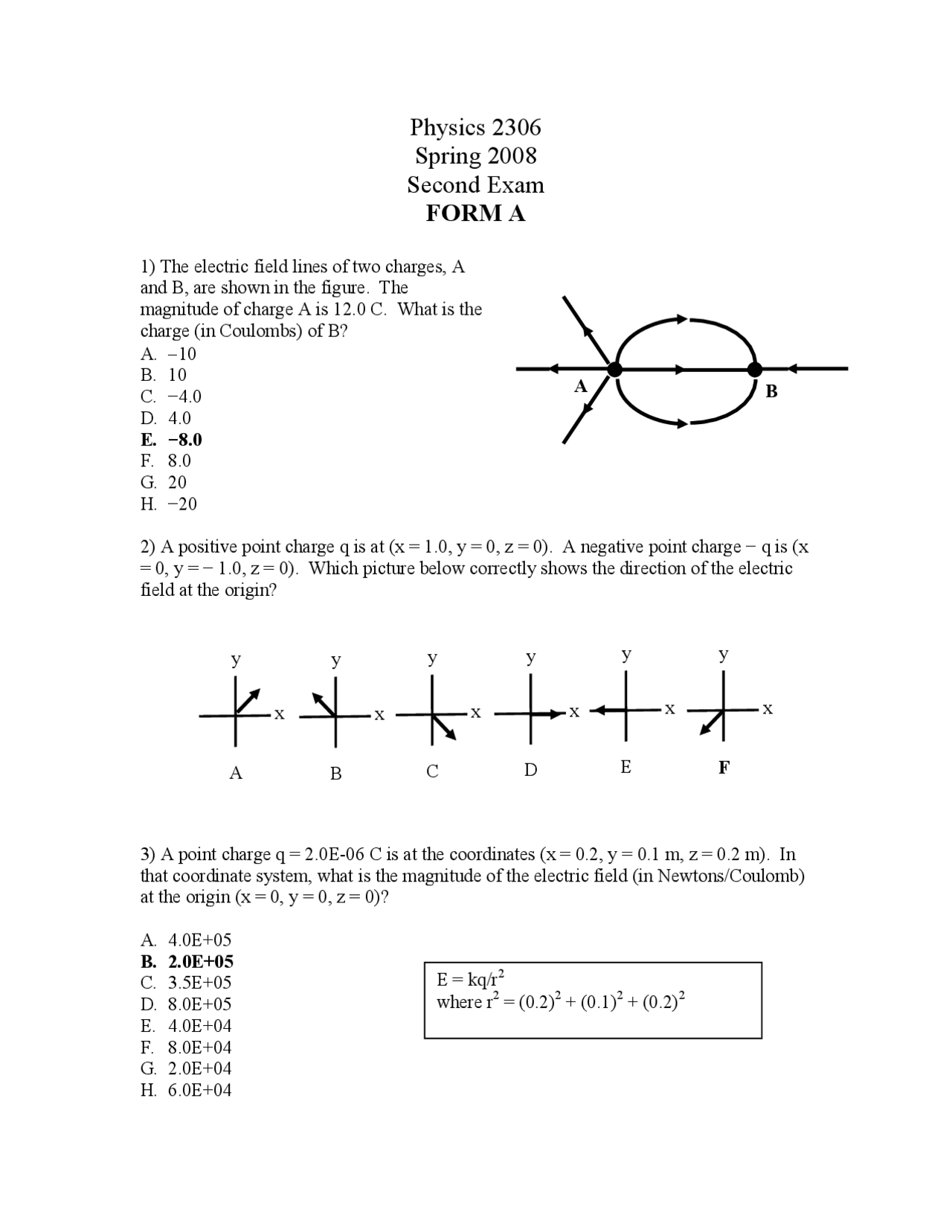 Solved Test 2 Form A Foundations Of Physics I Phys 2306 Docsity