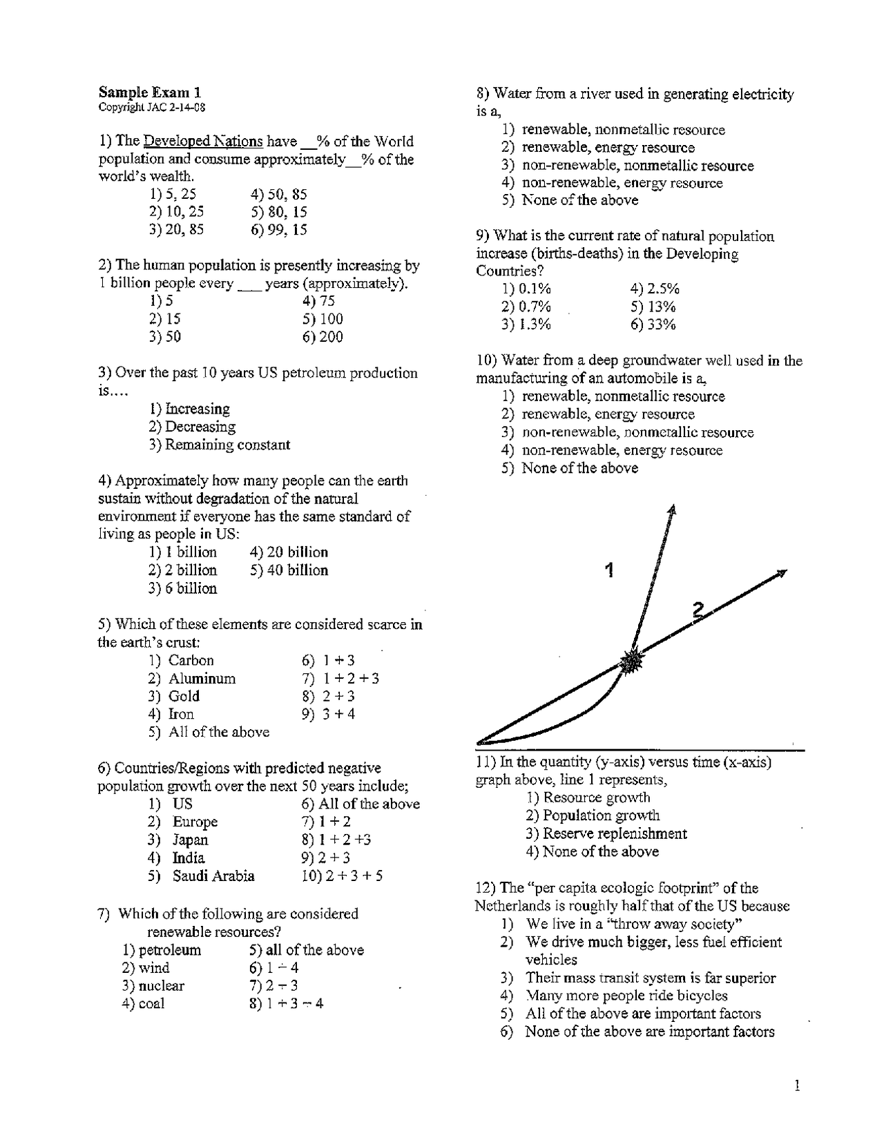 Resources Geology - Sample Exam Questions | GEOS 1024 - Docsity