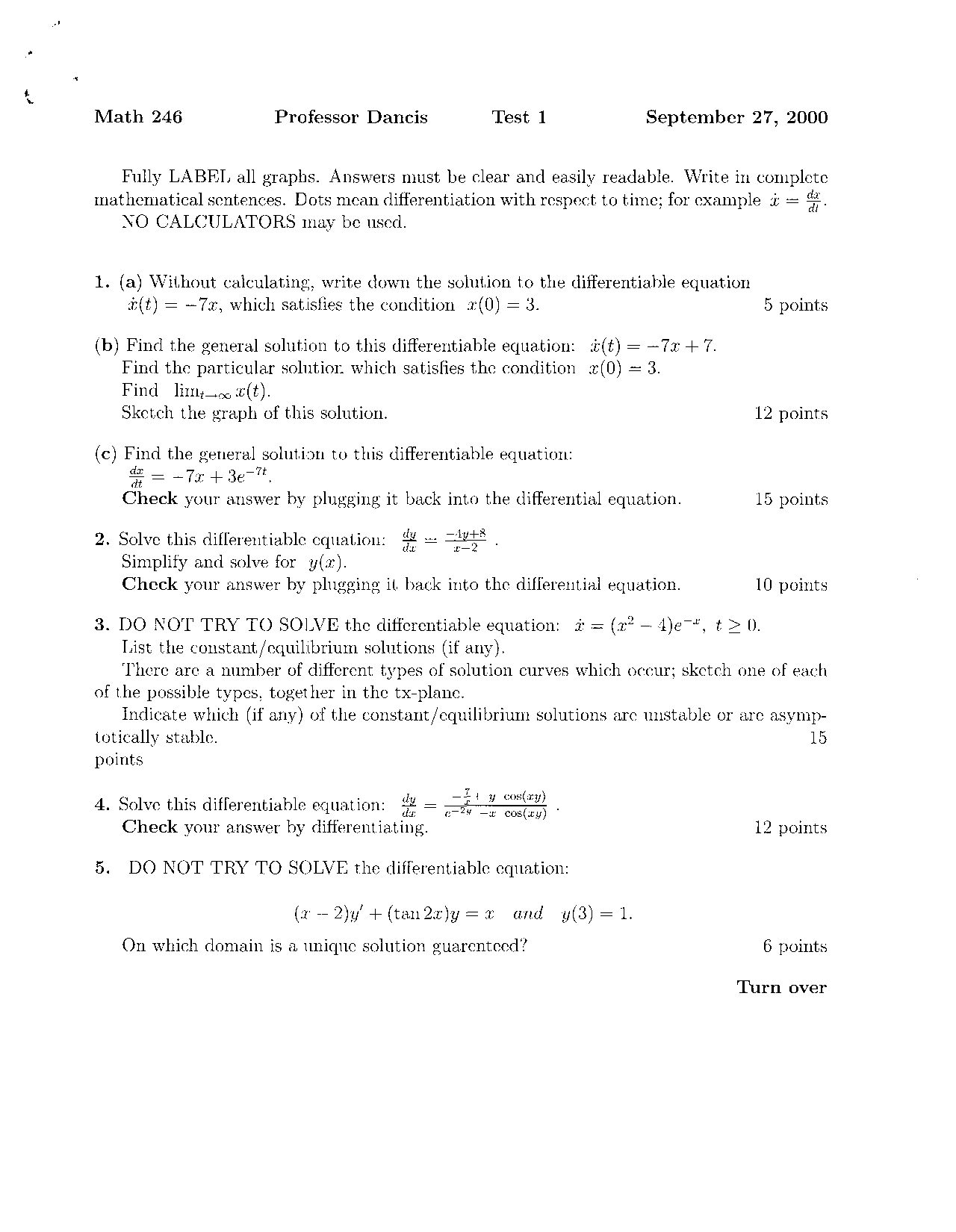 Test 1 Problems - Differential Equations for Engineers and Scientists ...