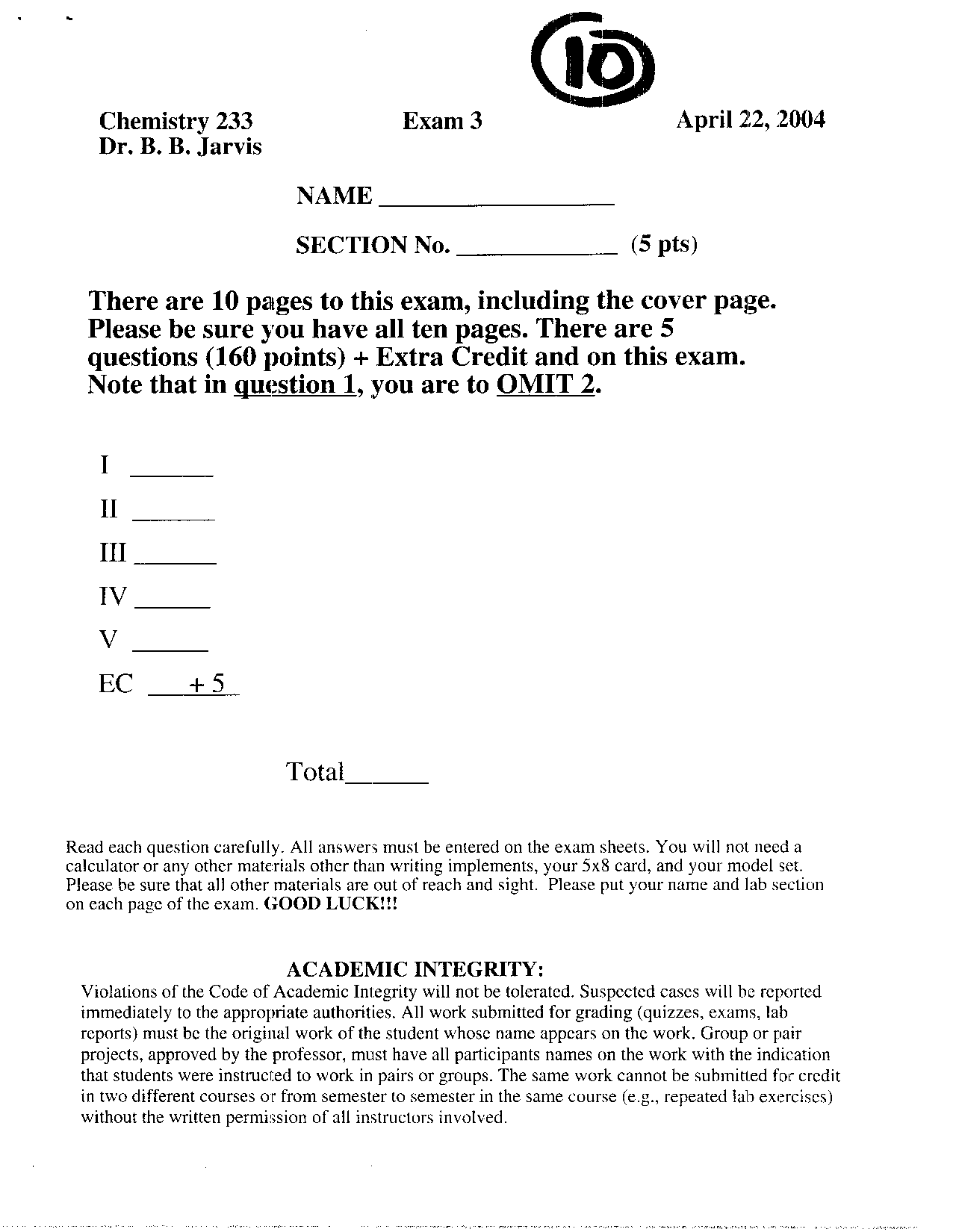 5 Problems on Organic Chemistry I - Exam 3 | CHEM 231 - Docsity