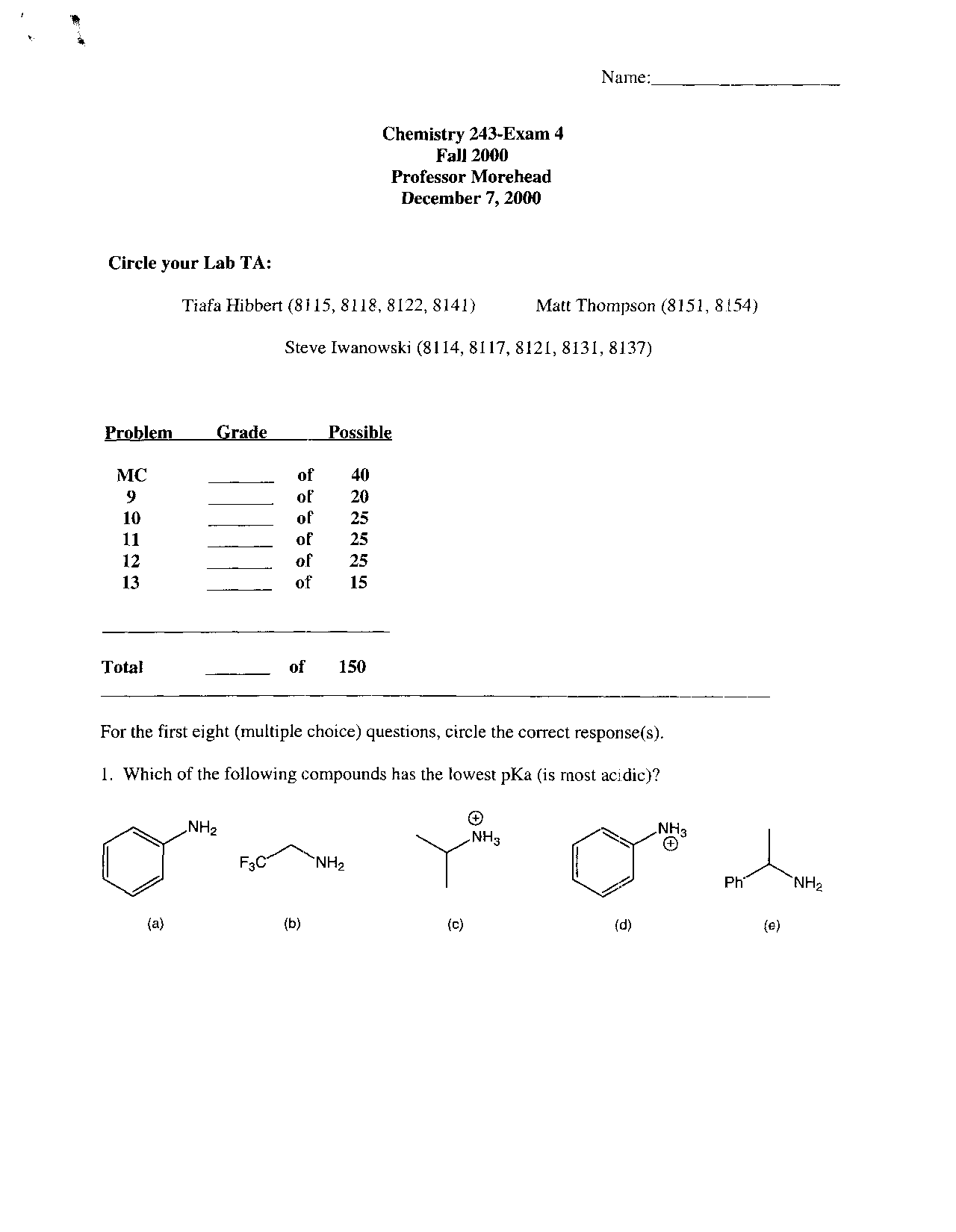 Exam 5 with 5 Questions - Organic Chemistry II | CHEM 241 - Docsity