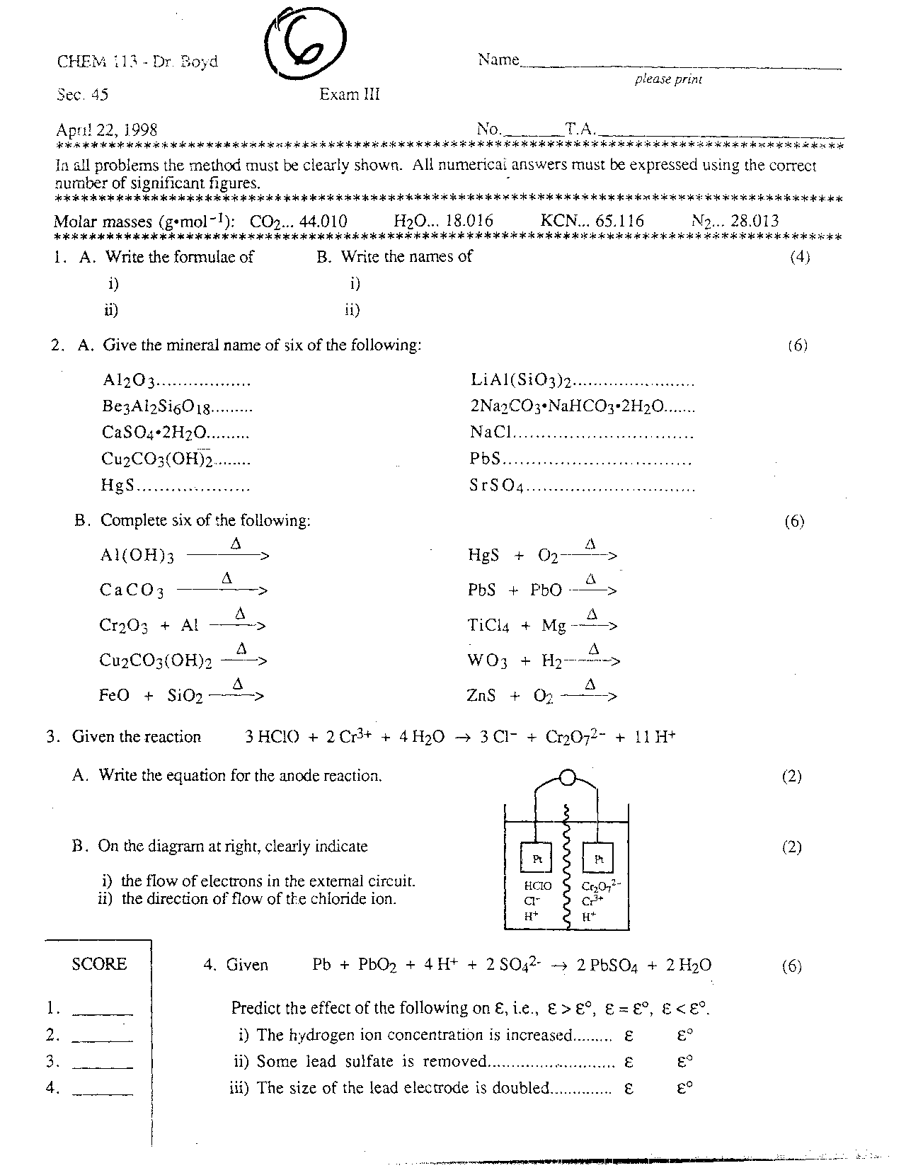 past-examination-3-chemistry-fundamentals-ii-chem-271-docsity