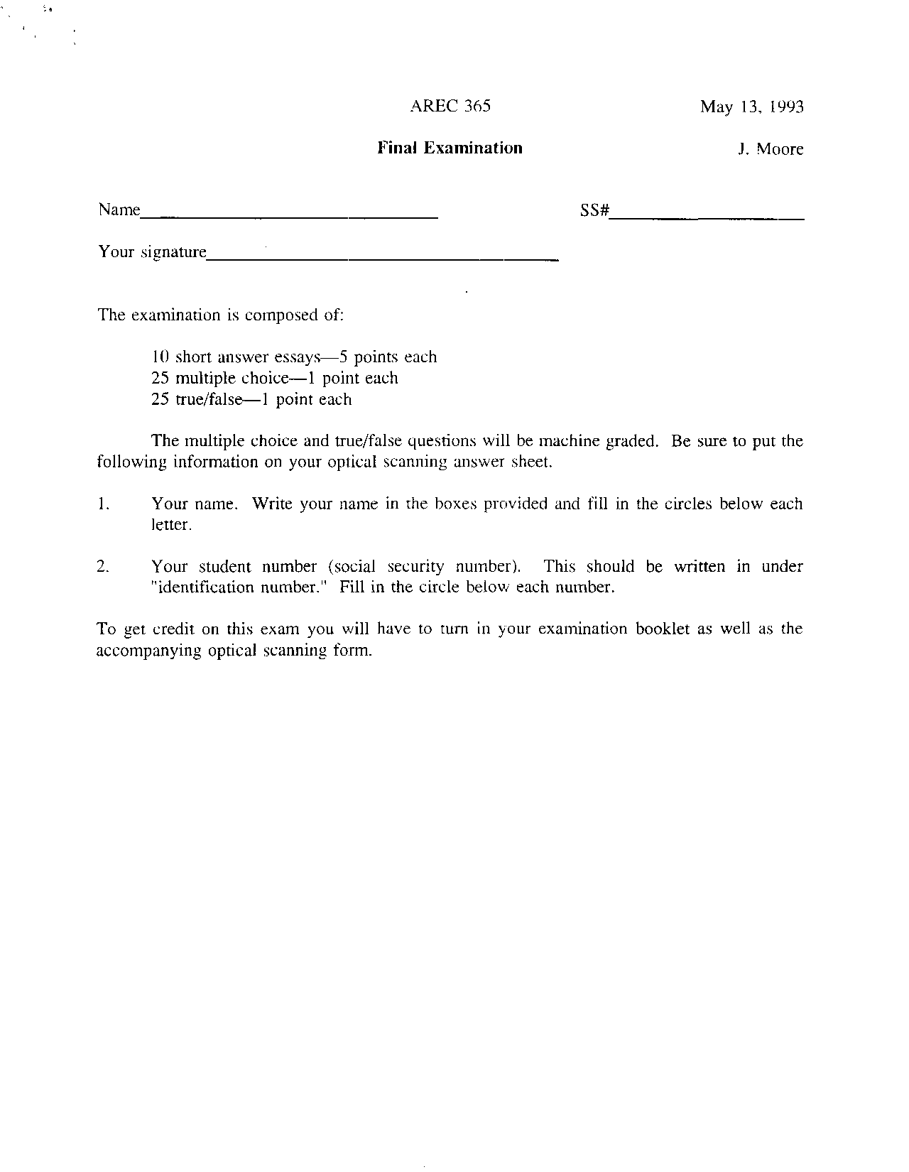 Final Examination - World Hunger, Population, and Food Supplies | AREC ...