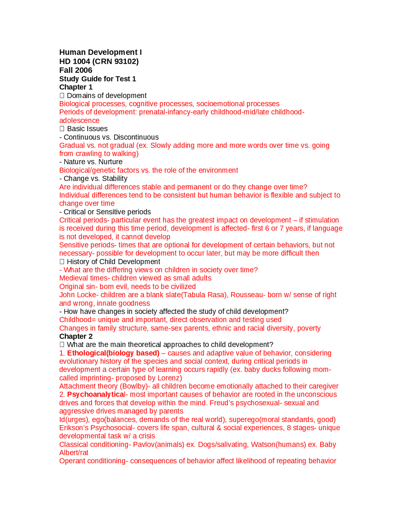 Child Development Study Guide: Domains, Theories, and Stages - Prof ...