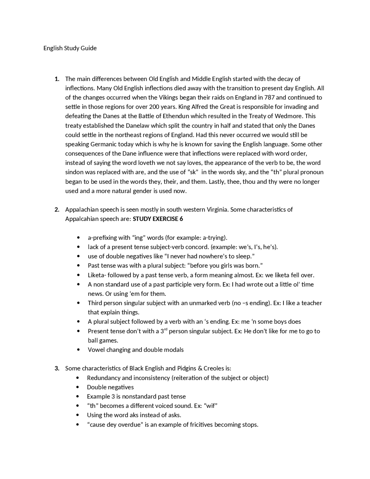 History English Language - English Study Guide | ENGL 4054 - Docsity