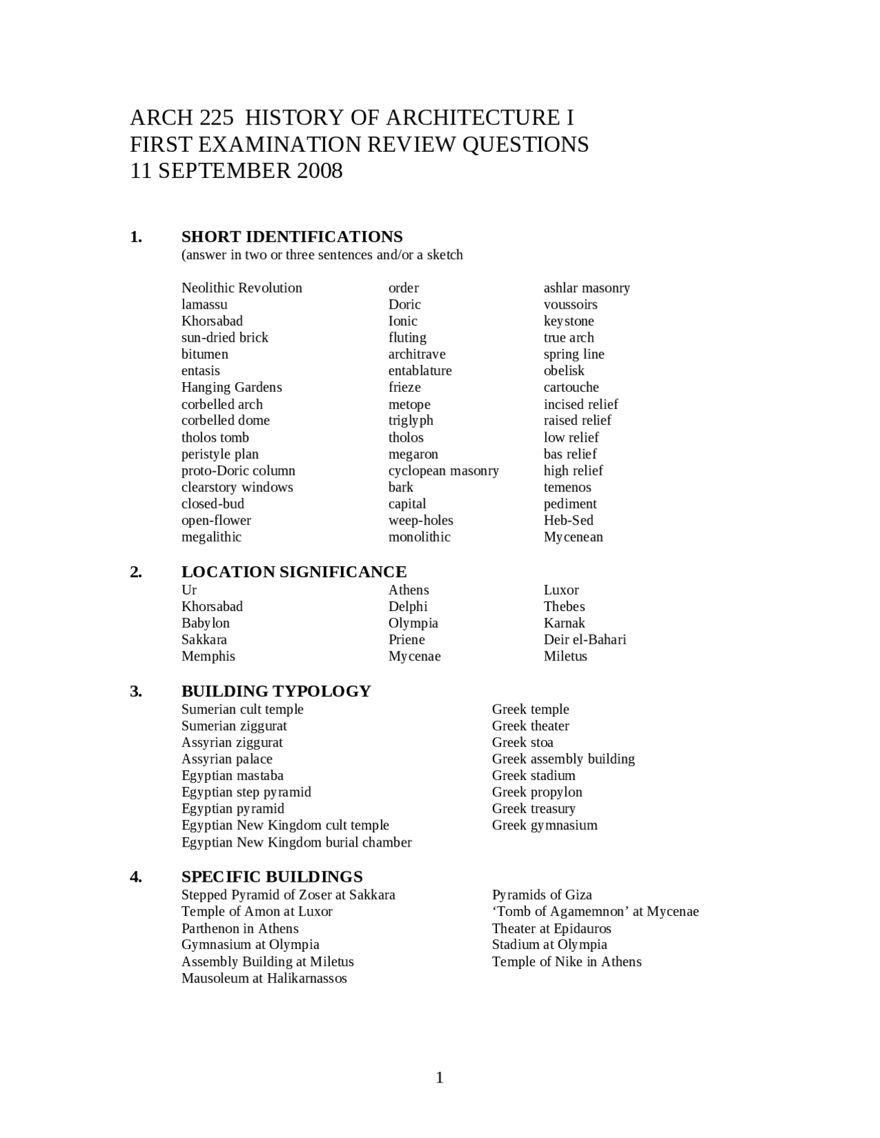 Exam 1 Review Sheet History Of World Architecture I ARCH 225 exam-1-review-sheet-history-of-world-architecture-i-arch-225