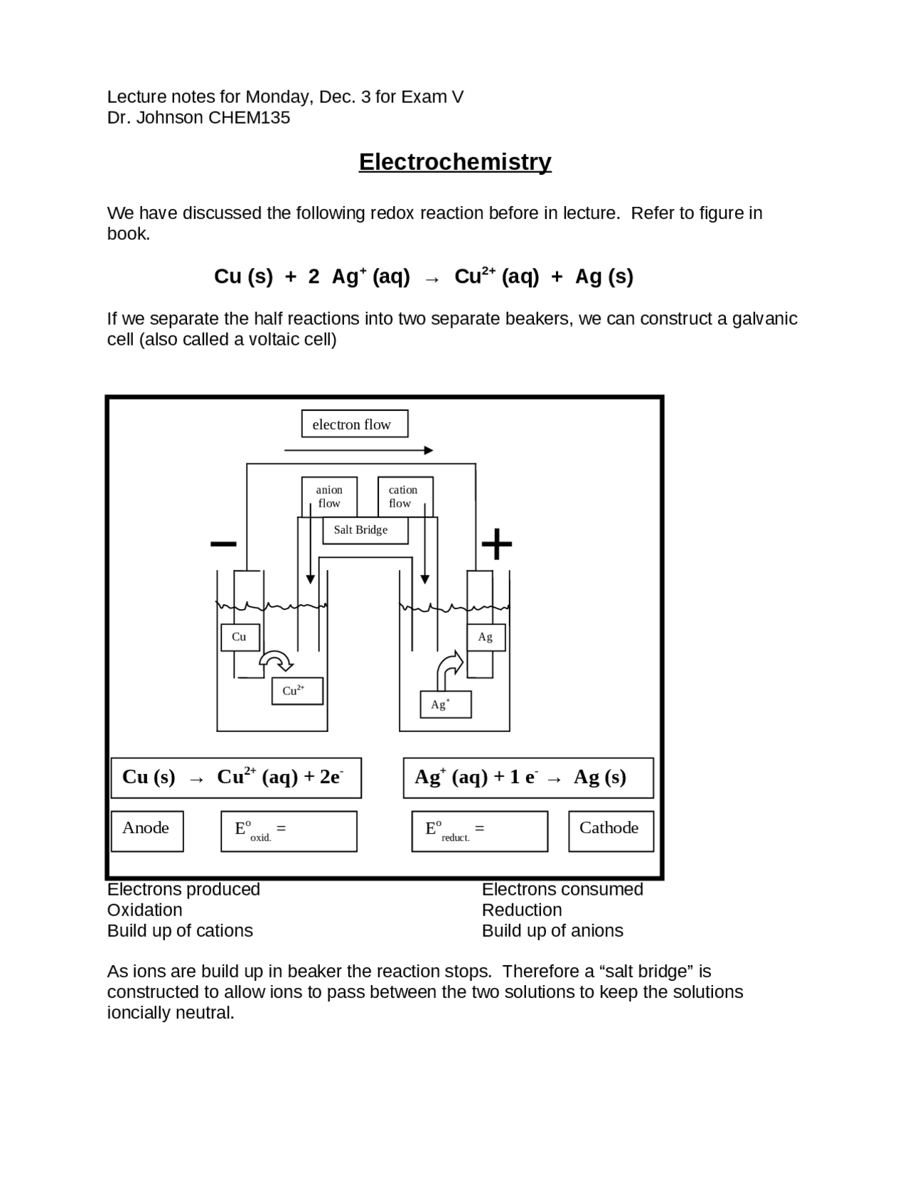 Electrochemistry General Chemistry for Engineering's CHEM 135 Docsity
