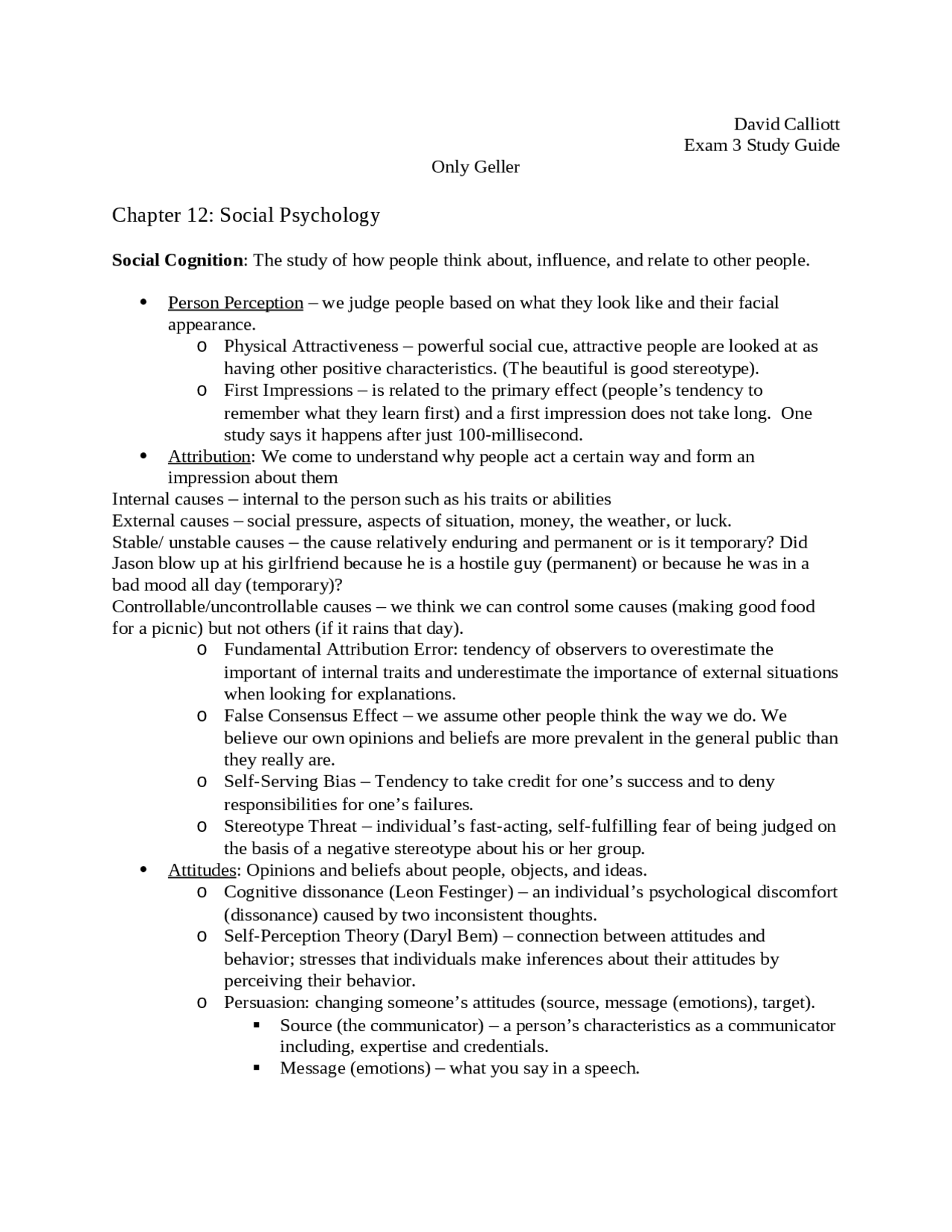 Introductory Psychology - Exam 3 Study Guide | PSYC 2004 - Docsity