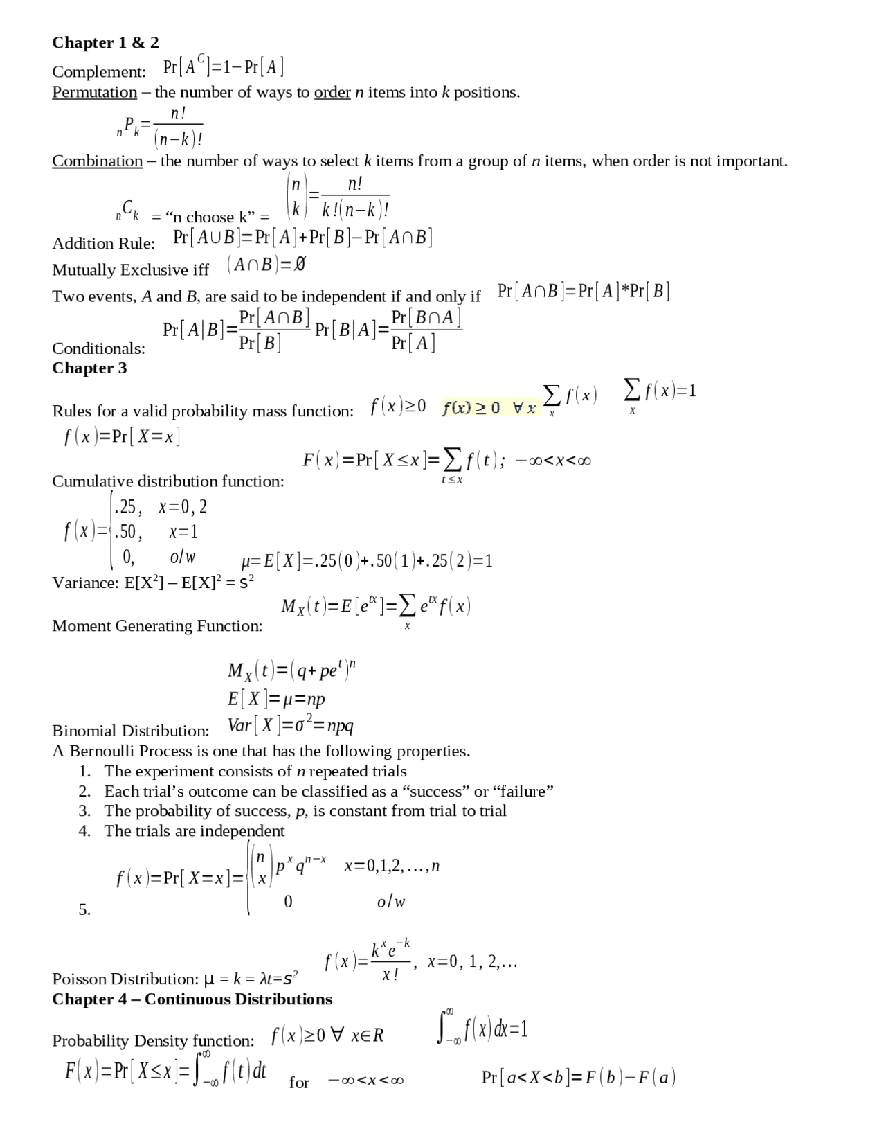Statistics Engineering Mathematics Notes Statistics for Engineering Applications - Study Notes | STAT 3704 - Docsity
