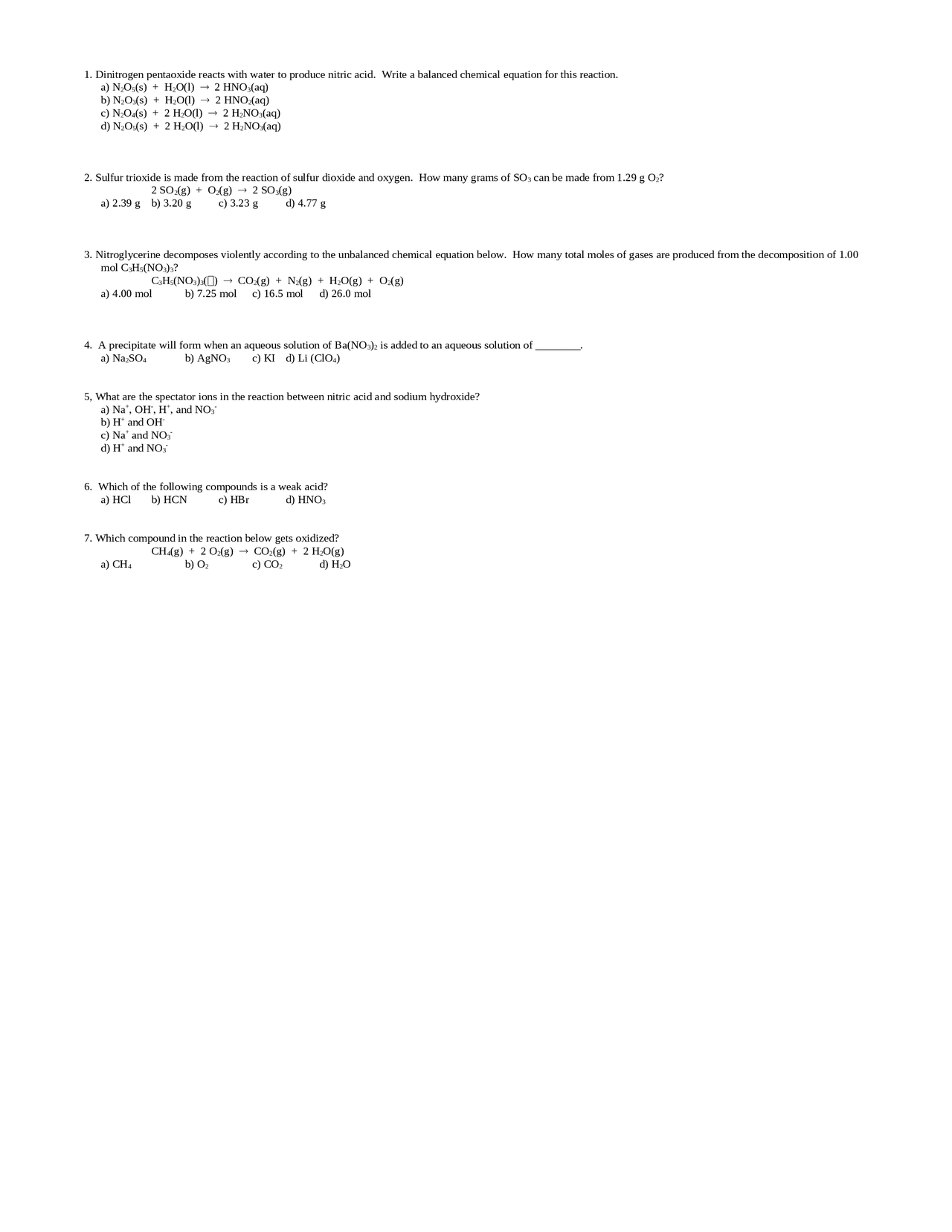 Chemistry Exam 2 Sample with correct Answers | CHEM 1035 - Docsity
