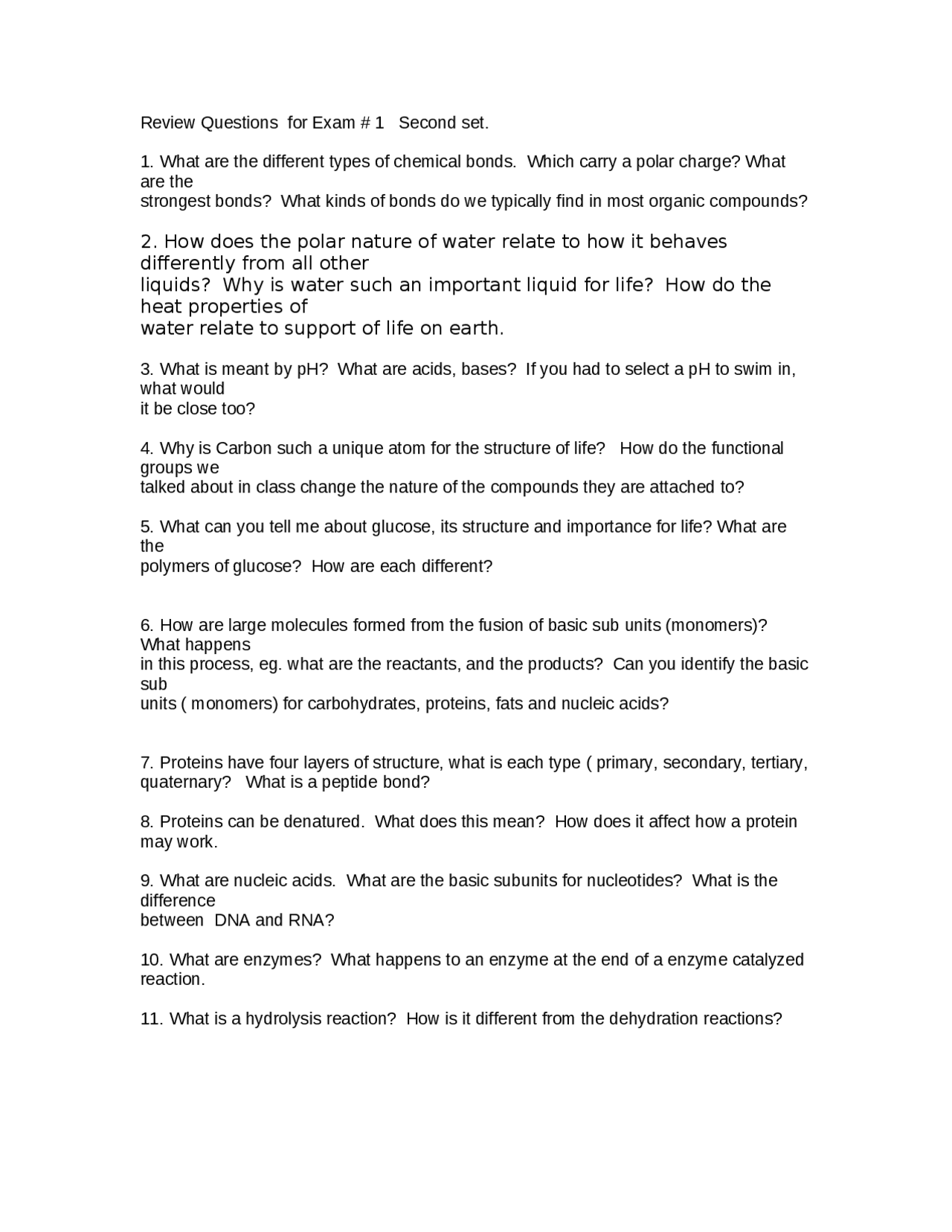 Review Sheet for Exam 1 - General Biology | BIOL 1005 - Docsity