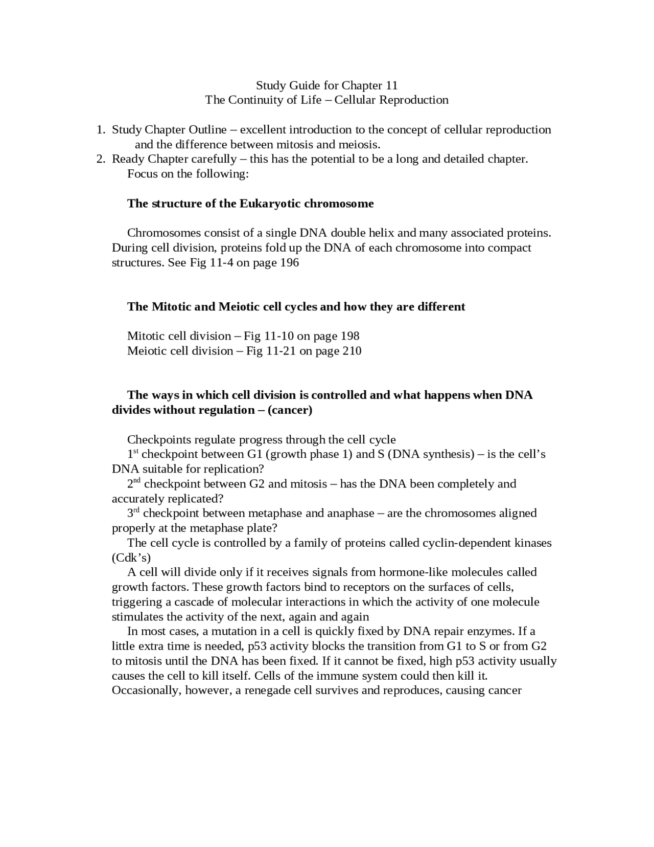Cell Reproduction Study Guide Cellular Reproduction Chapter 11 Study Guide, Continuity of Life | BIOL ...
