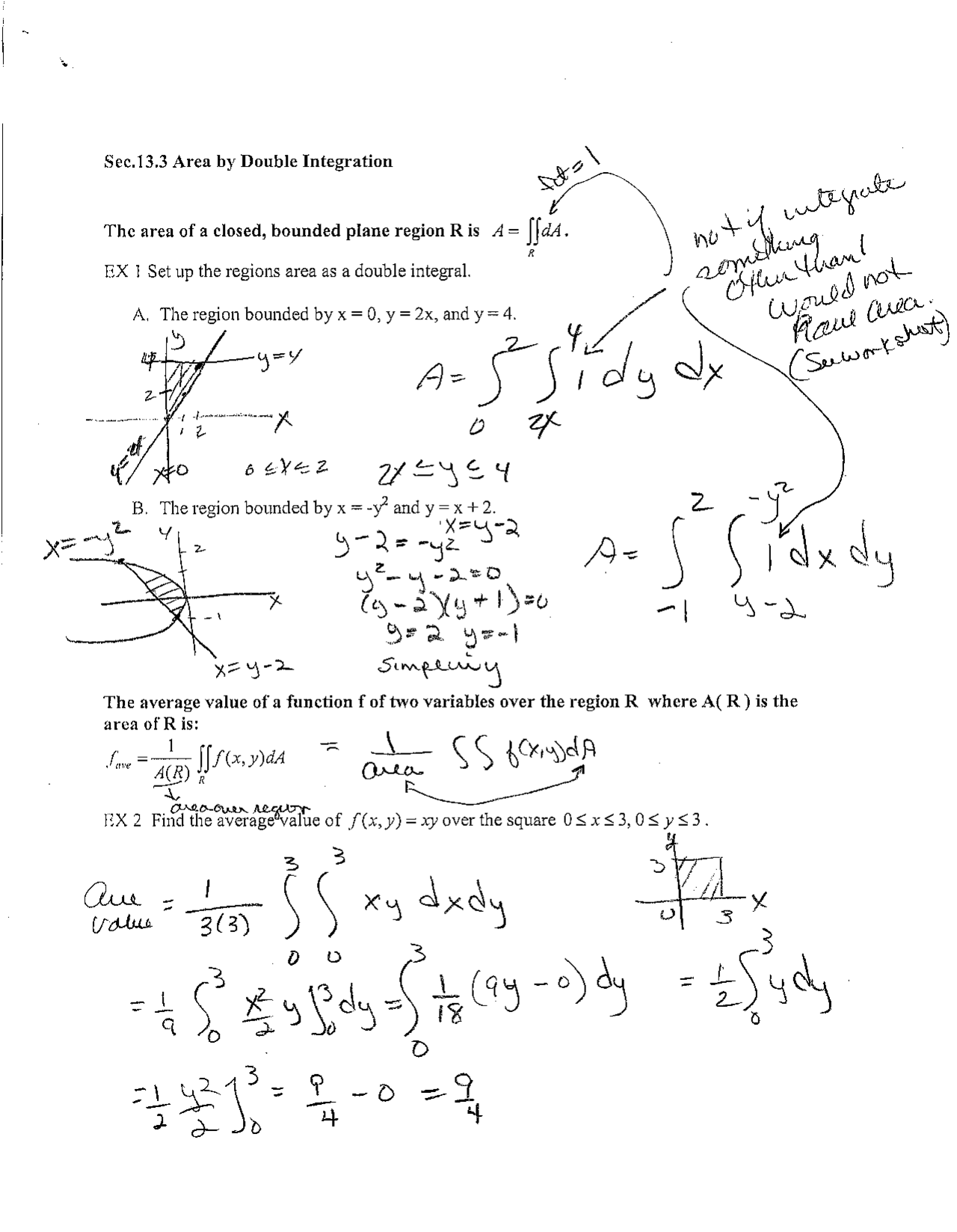 Area by Double Integration - Quiz 13 | MATH 2224 - Docsity