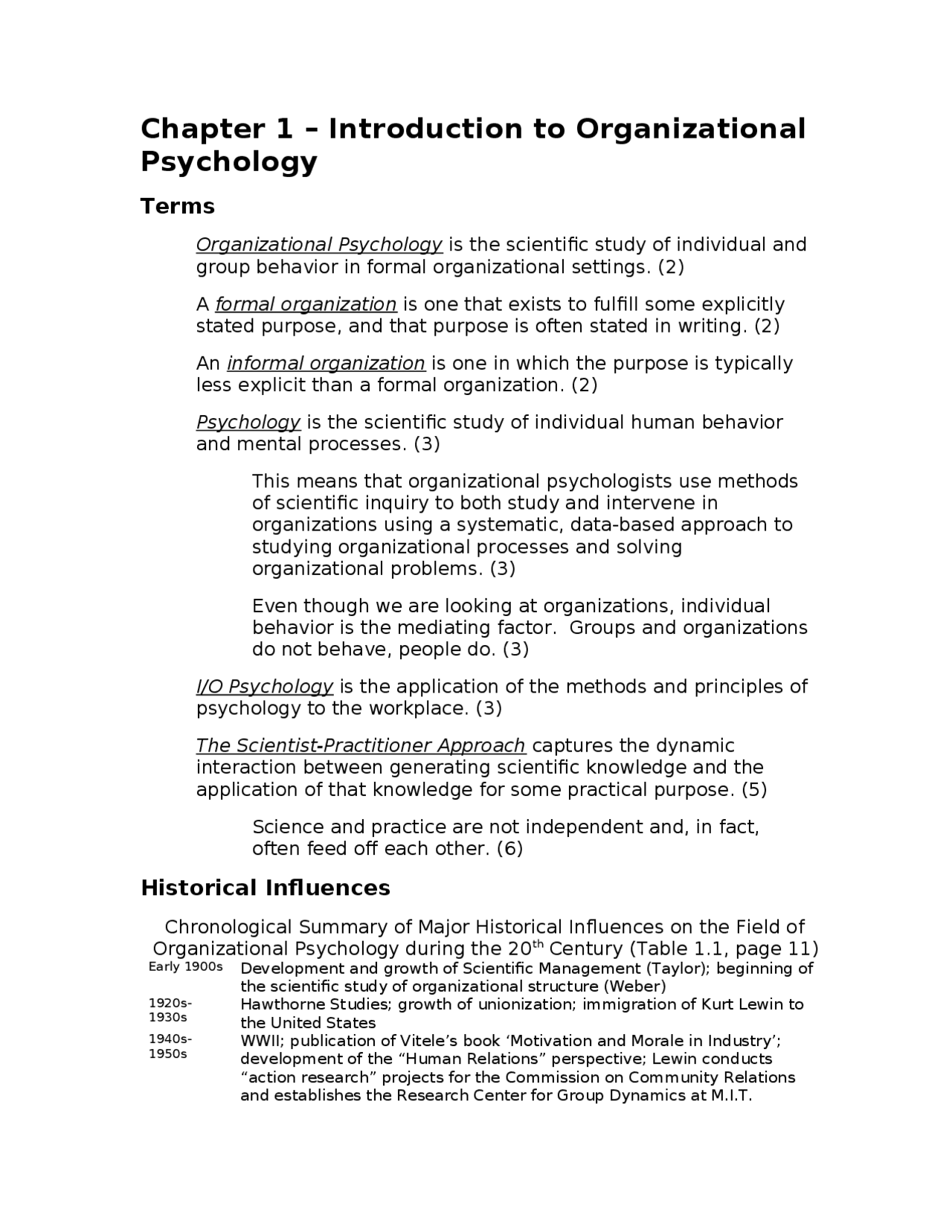 Introduction to Organizational Psychology I - Lecture Notes | PSYC 650 ...