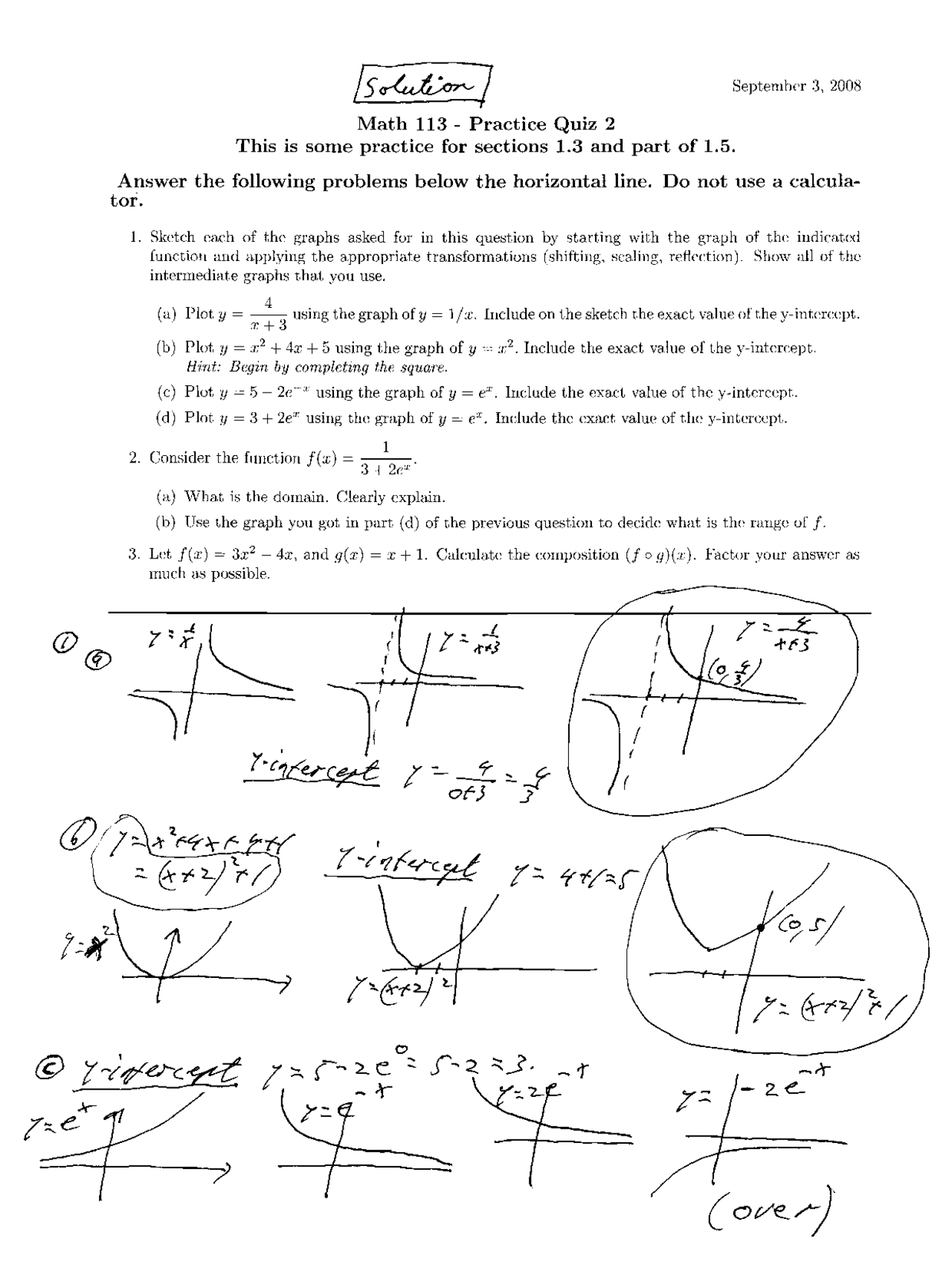 Practice Quiz with Solutions | Analytic Geometry and Calculus II | MATH ...