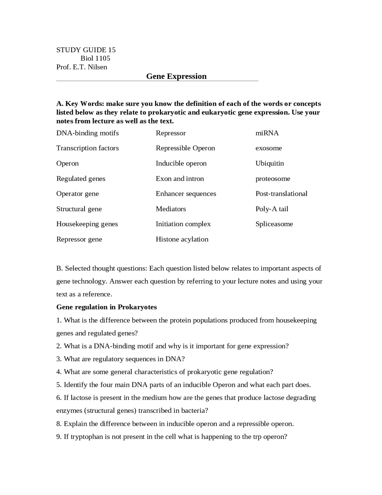 Gene Expression - Principles of Biology | BIOL 1105 - Docsity