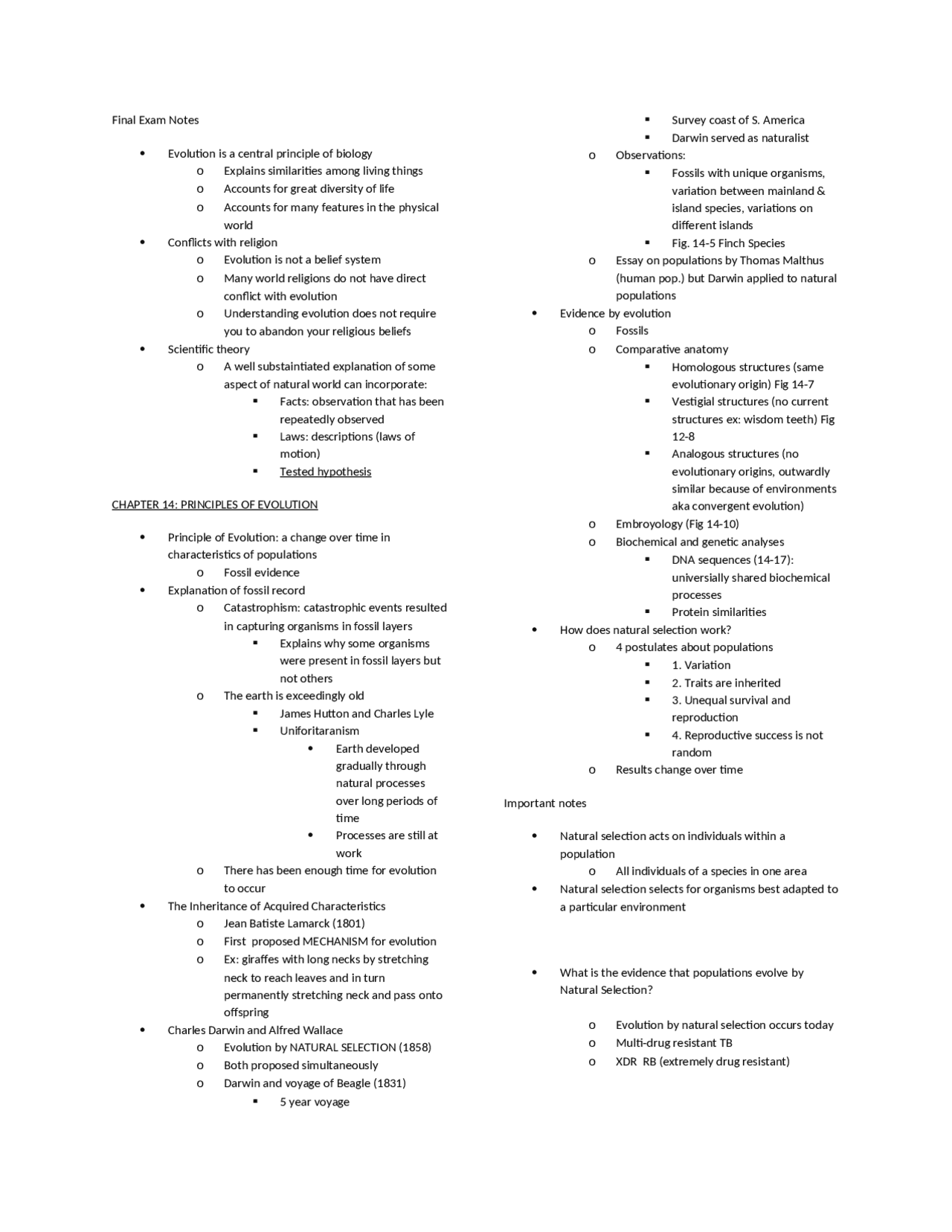 Final Exam Notes - General Biology | BIOL 1005 | Study notes Biology ...