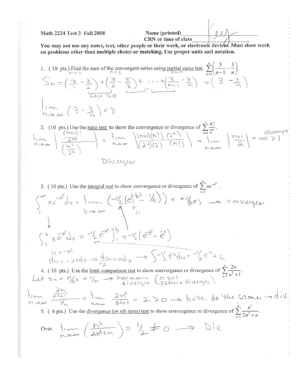 Sample Test Math 2204 Exam 3 Solved Questions - Multivariable Calculus | MATH 2224 - Docsity