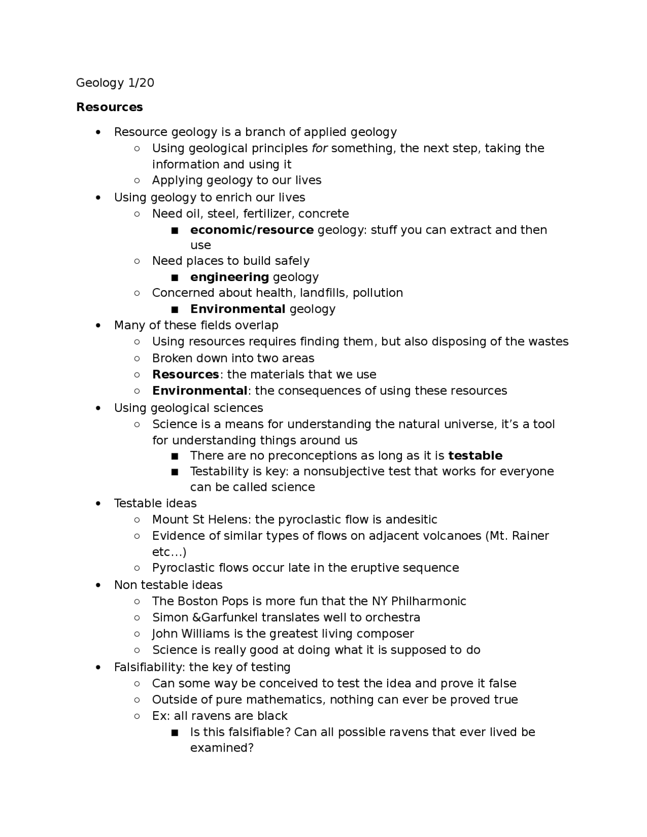 Exam Study Guide for Resources Geology | GEOS 1024 - Docsity