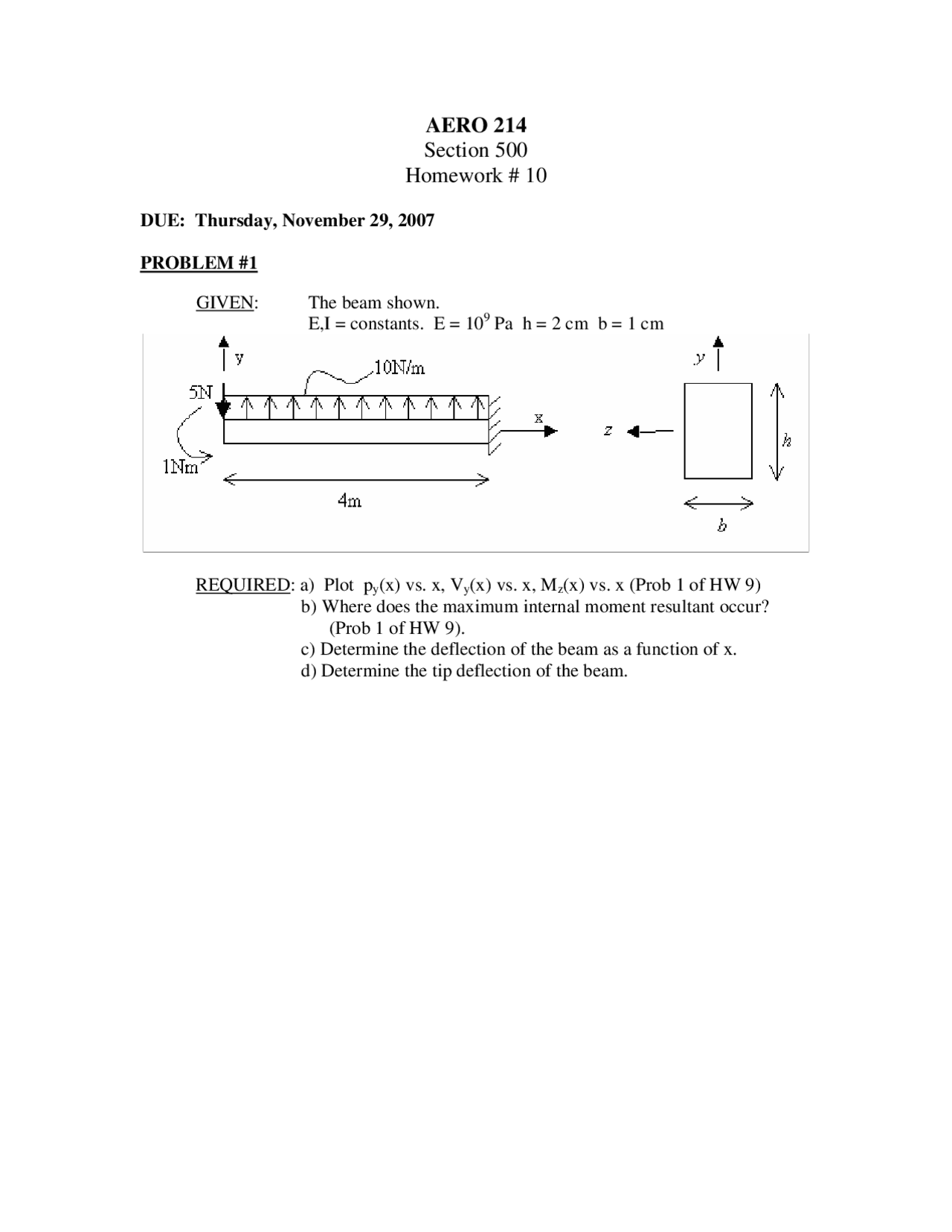 Homework #10 - Introduction to Aerospace Mechanics of Materials | AERO ...