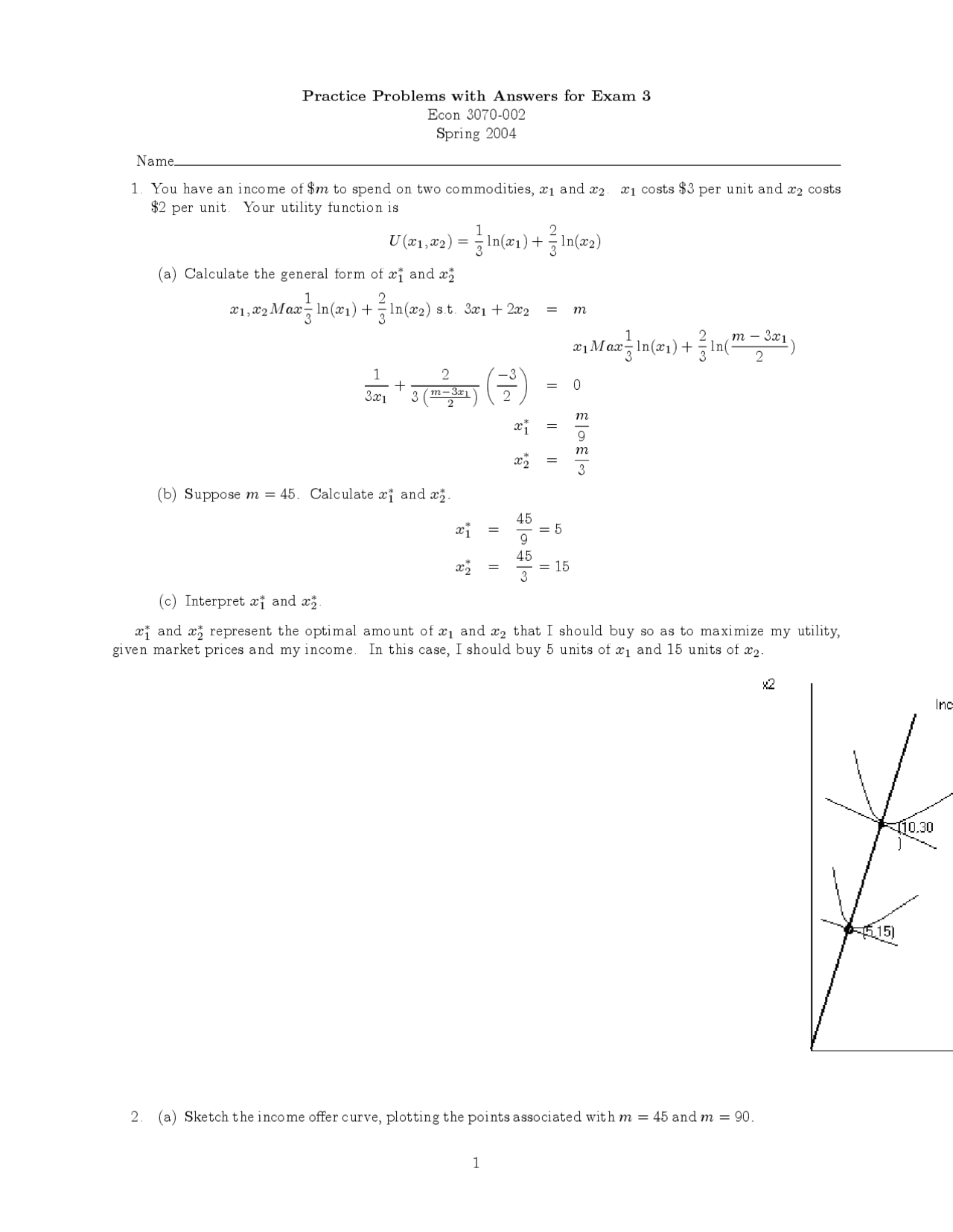 Solved practice Problems on Intermediate Microeconomic Theory | ECON ...