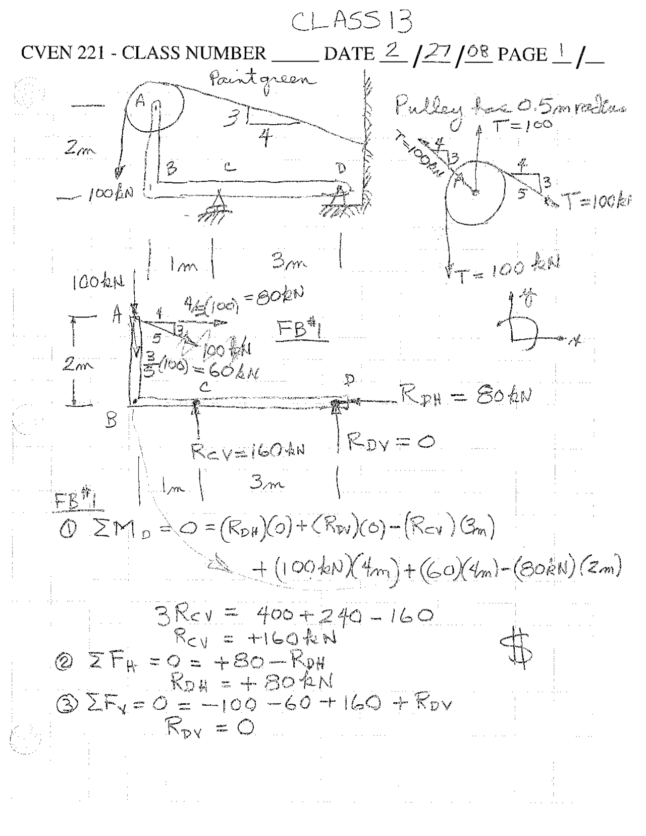 Statics Cve Course Notes on Engineering Mechanics: Statics | CVEN 221 - Docsity