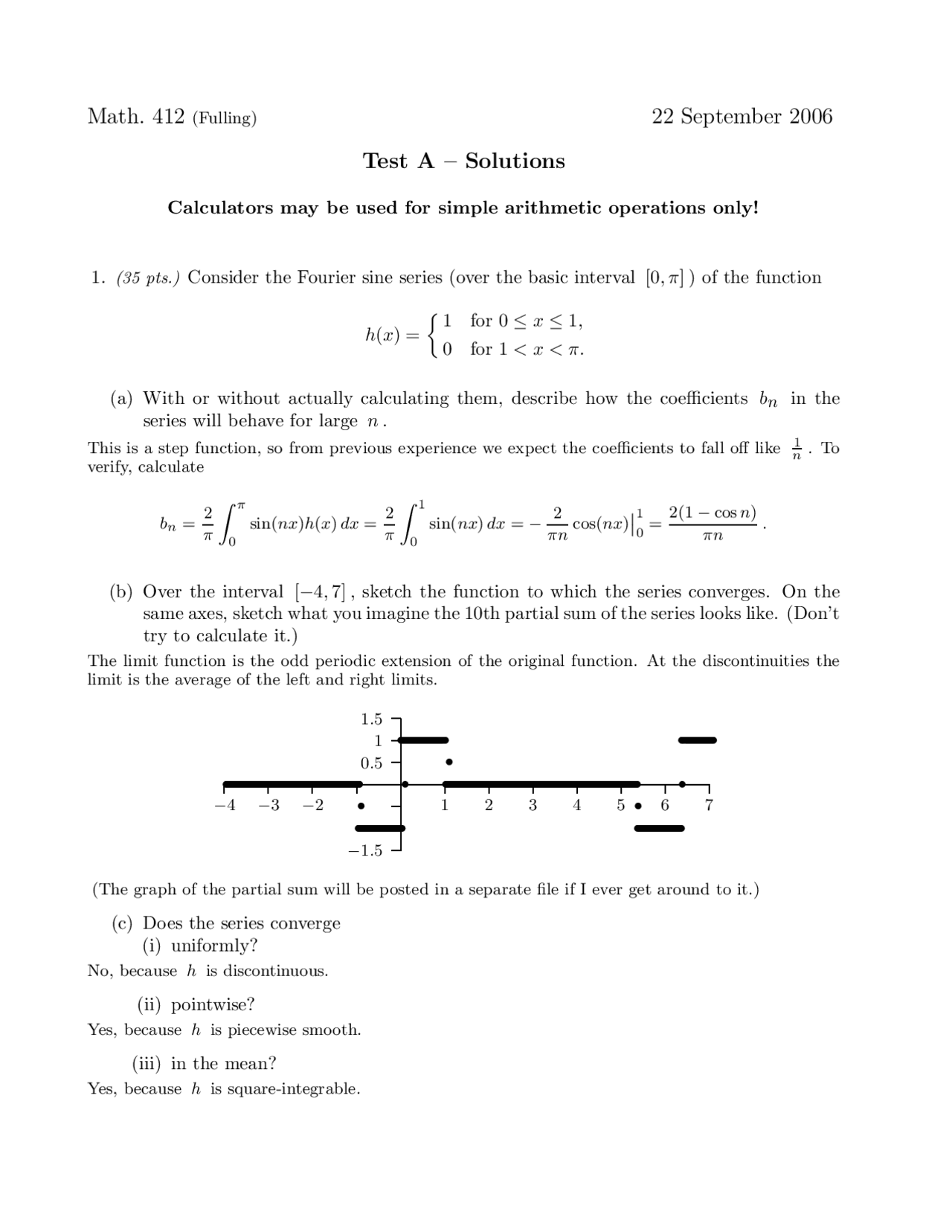 Test A With Solution For Theory Of Partial Differential Equations Test a with solution for theory of partial differential equations