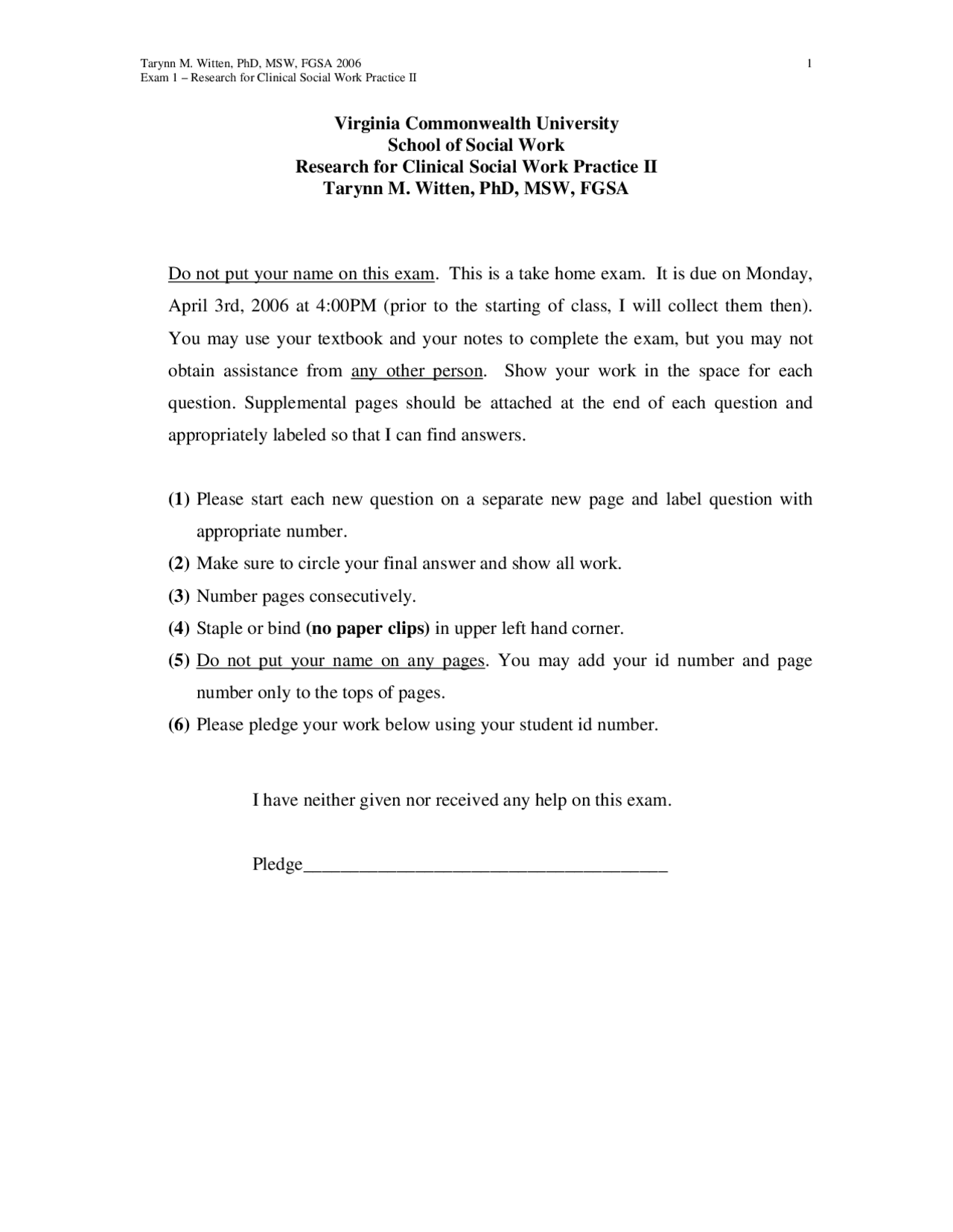 4 Problems on Research Clinical Social Work - Exam | SLWK 706 - Docsity