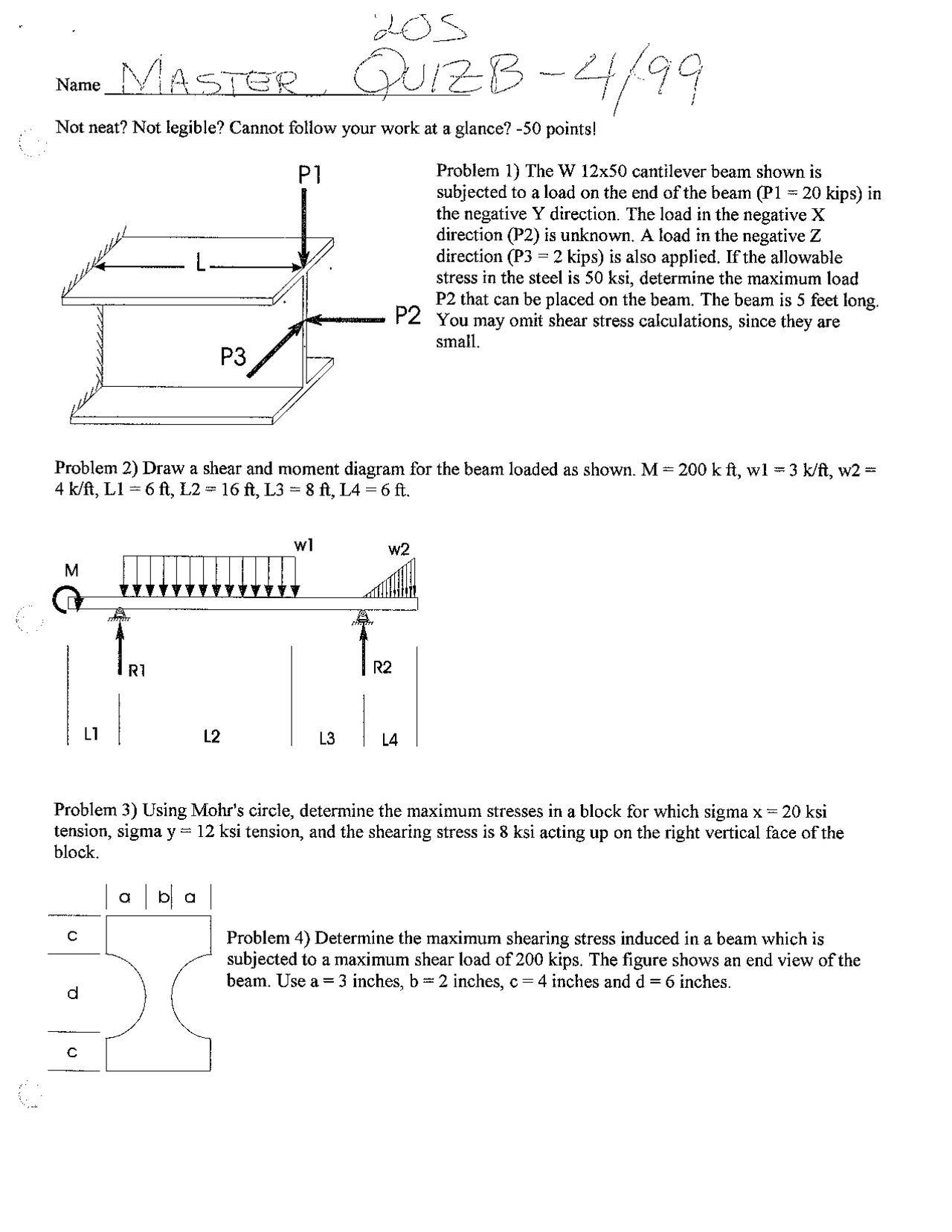 5 Problems with Solution of Mechanics of Materials - Quiz | CVEN 305 ...