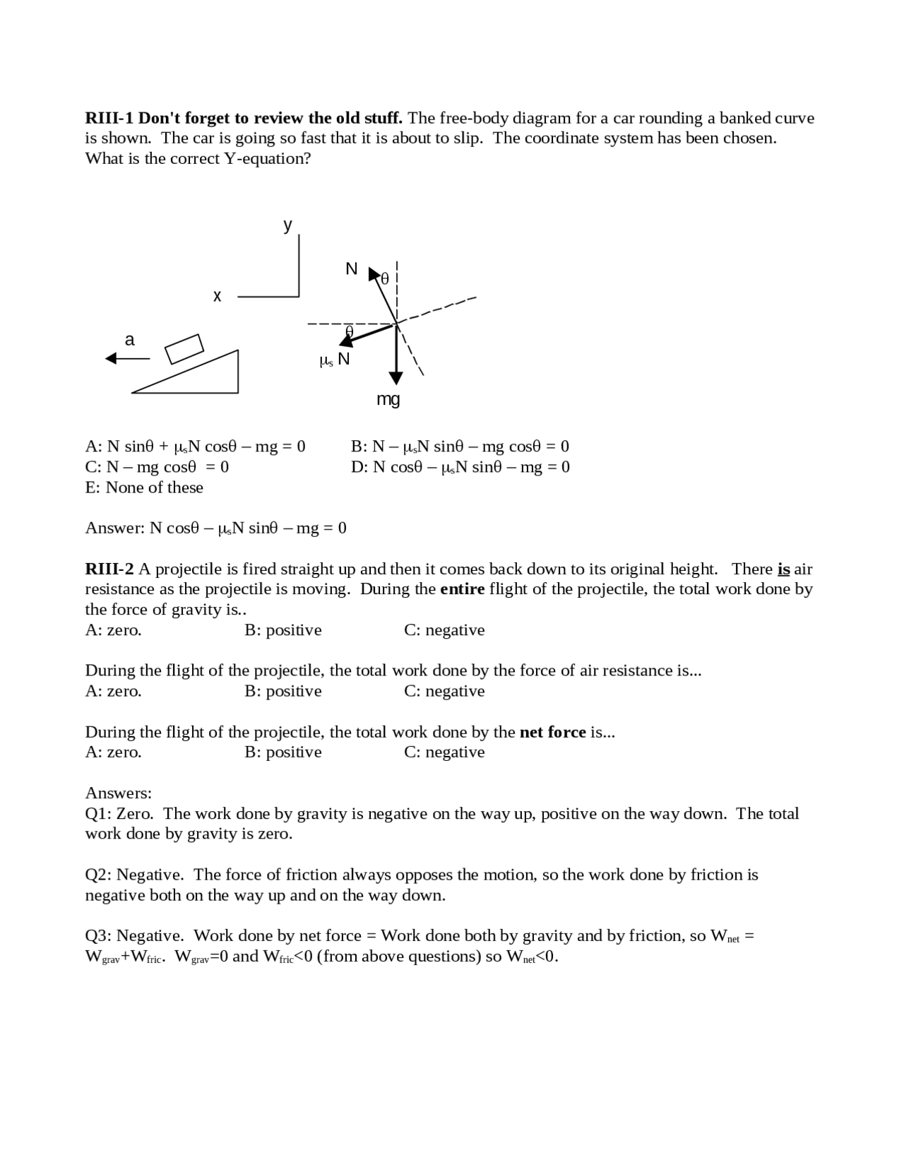 Practice Questions for Exam 3 - General Physics 1 | PHYS 2010 - Docsity