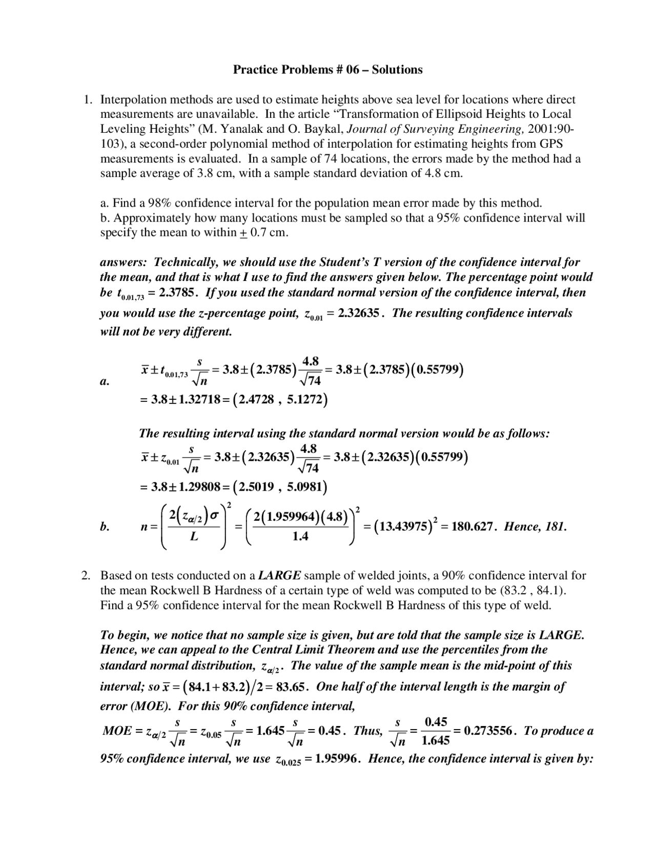 Practice Problem 6 Solutions - Applied Statistics for Engineering ...