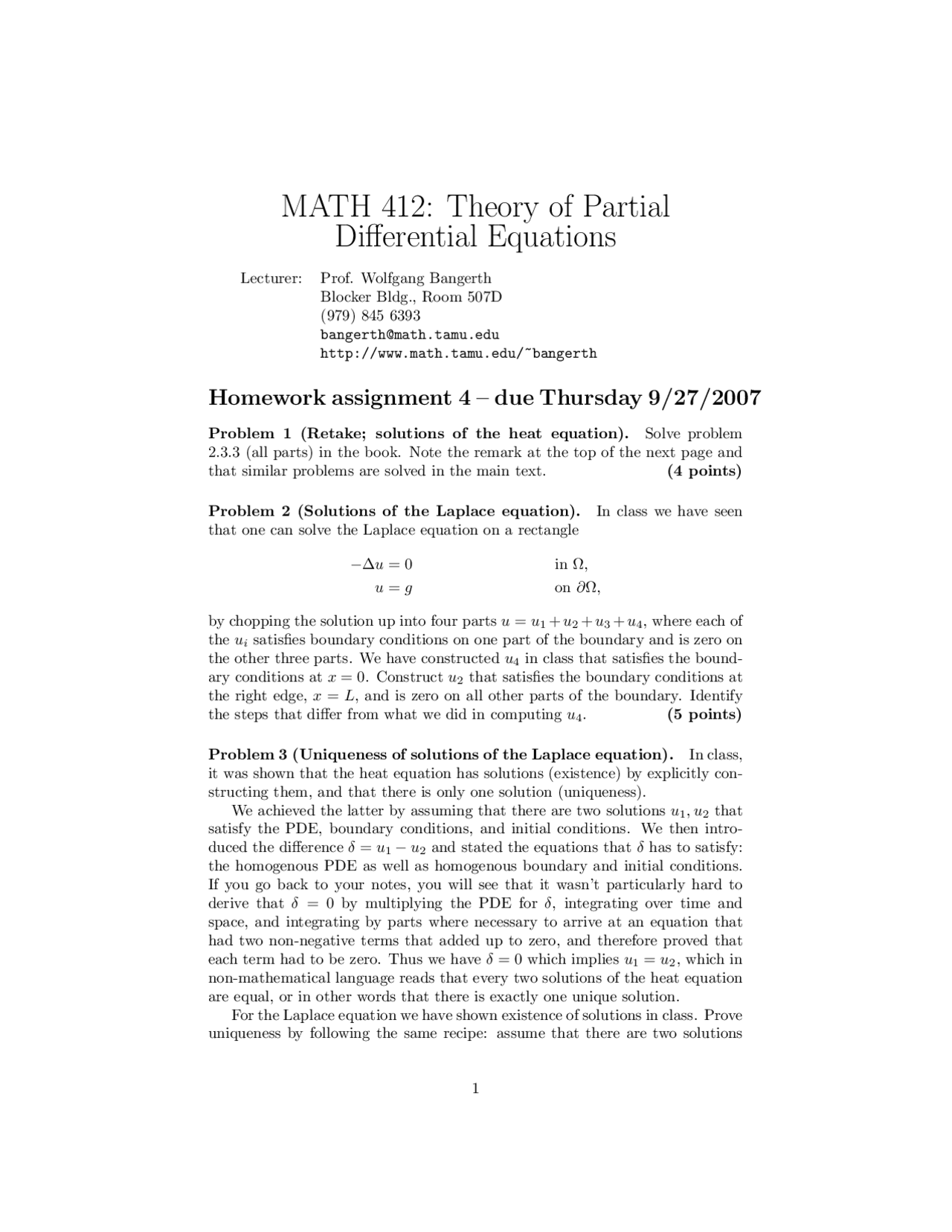 Homework 4 Theory Of Partial Differential Equations MATH 412 Docsity Homework 4 theory of partial differential equations math 412 docsity