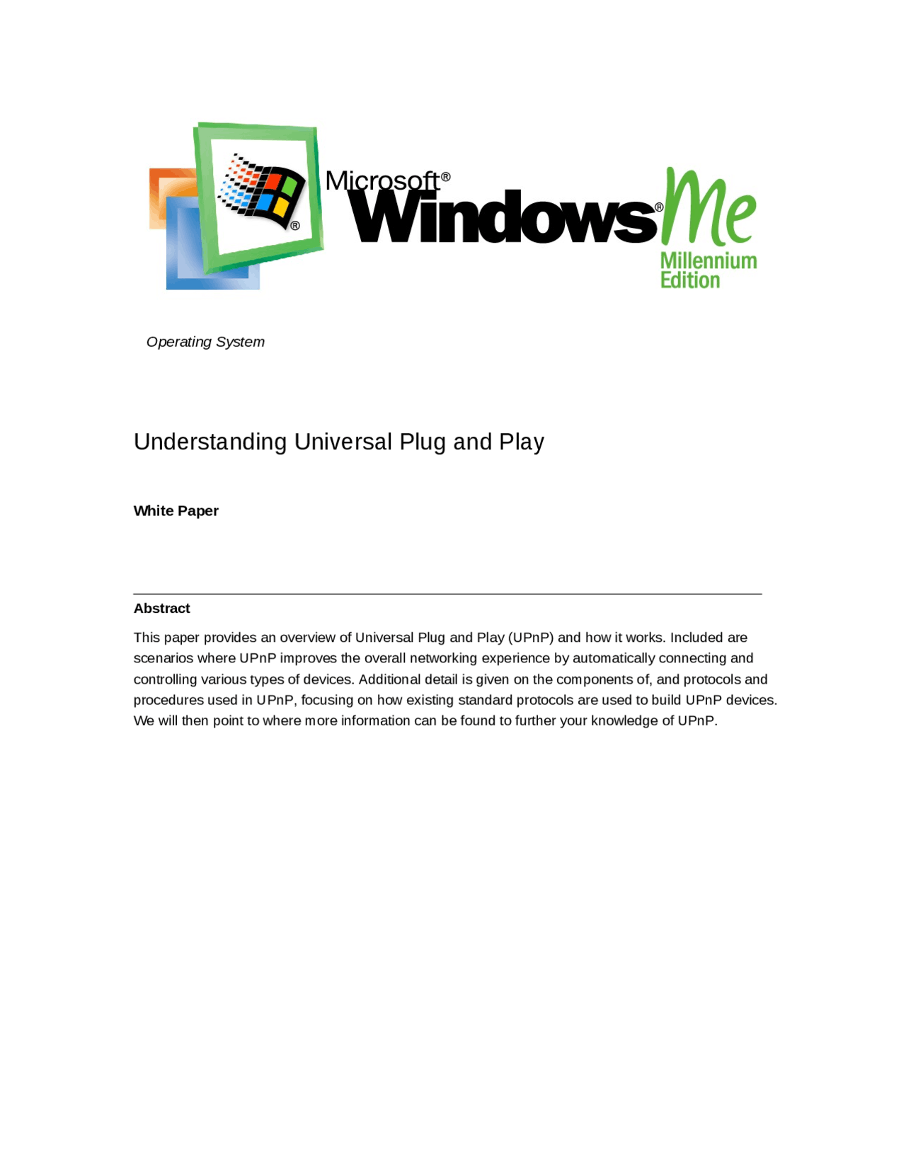 Understanding Universal Plug and Play Computer Systems CSCI 7143 Docsity