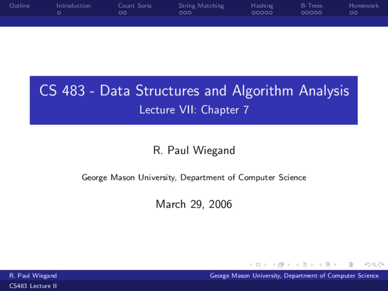 Data Structures and Algorithms Analysis - Chapter 7 | CS 483 - Docsity