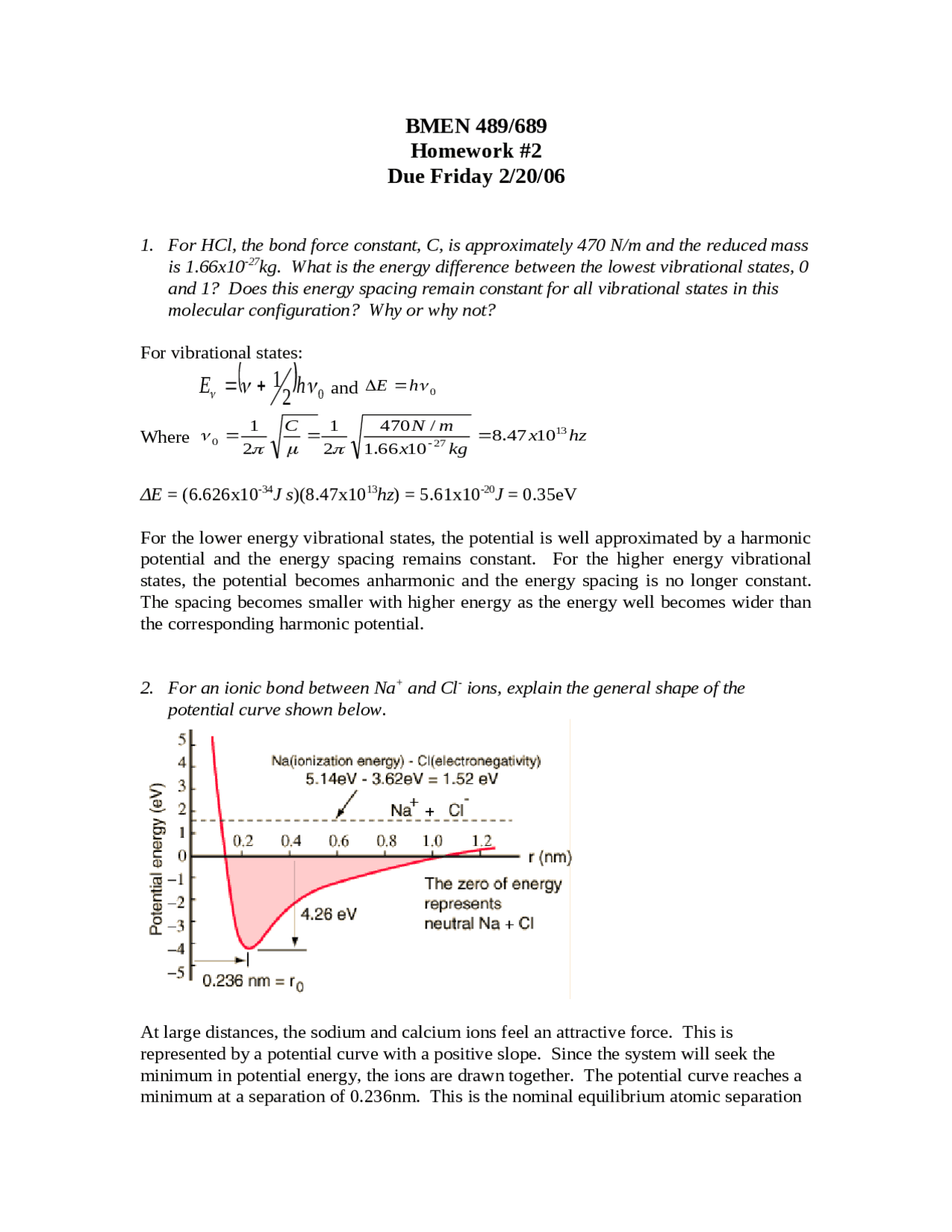 3 Solved Problems on Biomechanics - Assignment 2 | BMEN 489 - Docsity