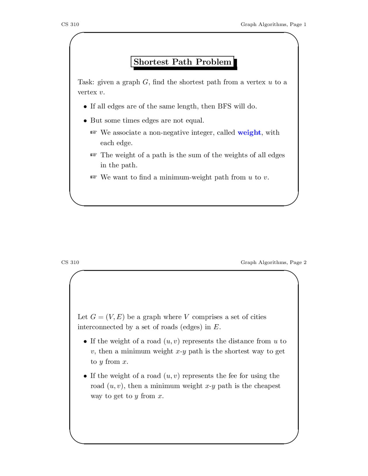 solution graph algorithms - - assignment: graph... Graph Algorithms - Data Structures - Exam Review Notes | CS 310 - Docsity