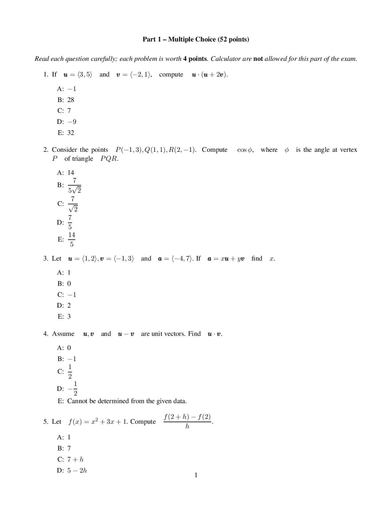 19 Multiple Choice Question of Engineering Mathematics l - Exam | MATH ...