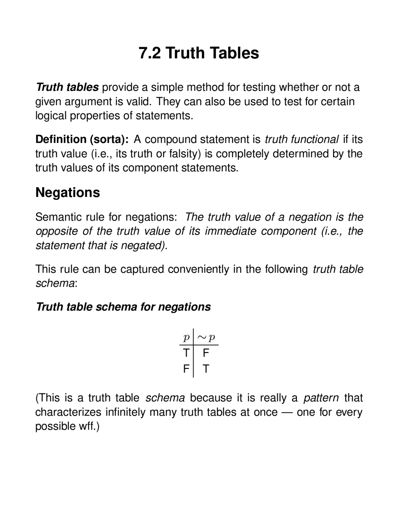 Notes on Truth Tables - Introduction to Logic | PHIL 240 - Docsity