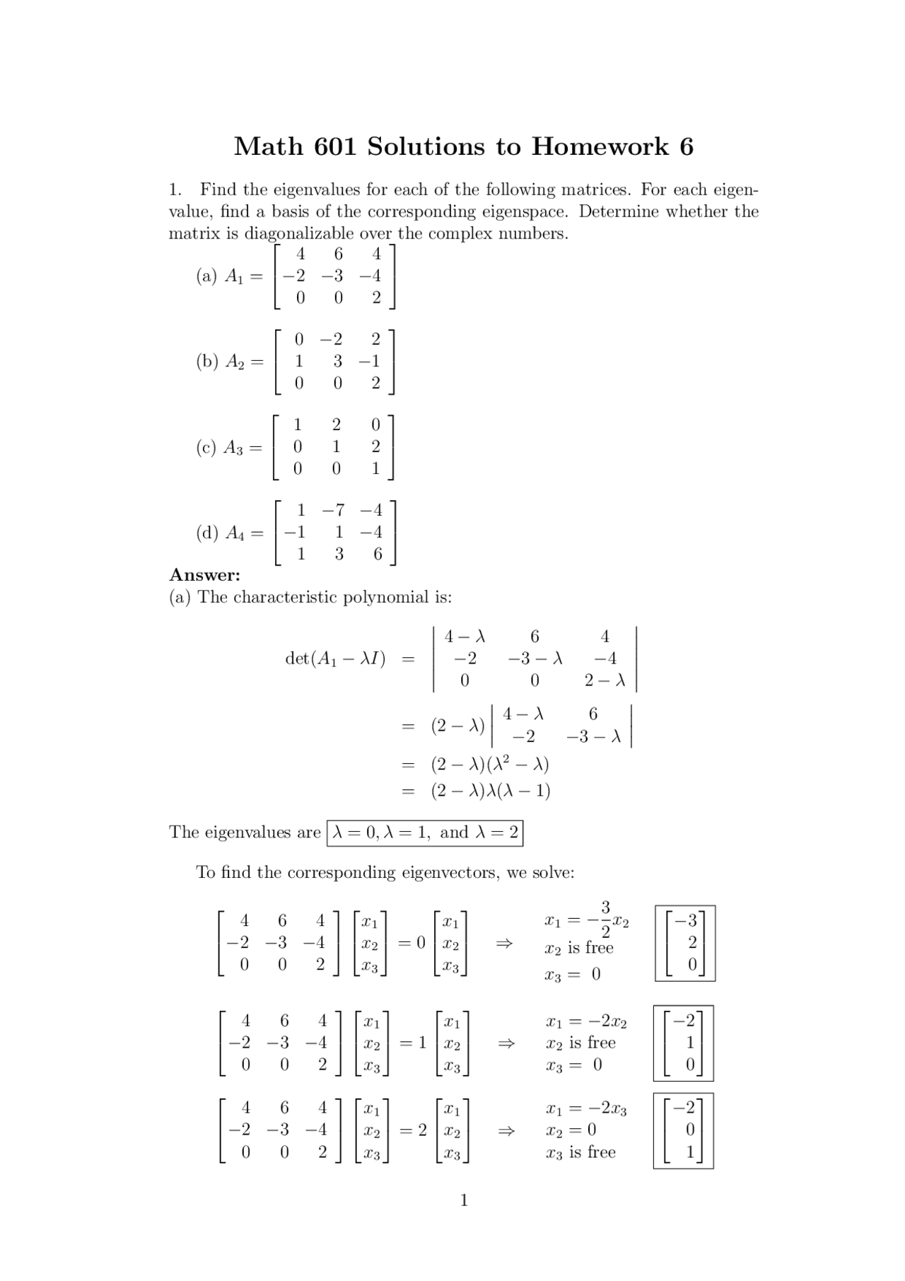 2 Solved Problems on Matrices of Engine Values - Assignment 6 | MATH ...