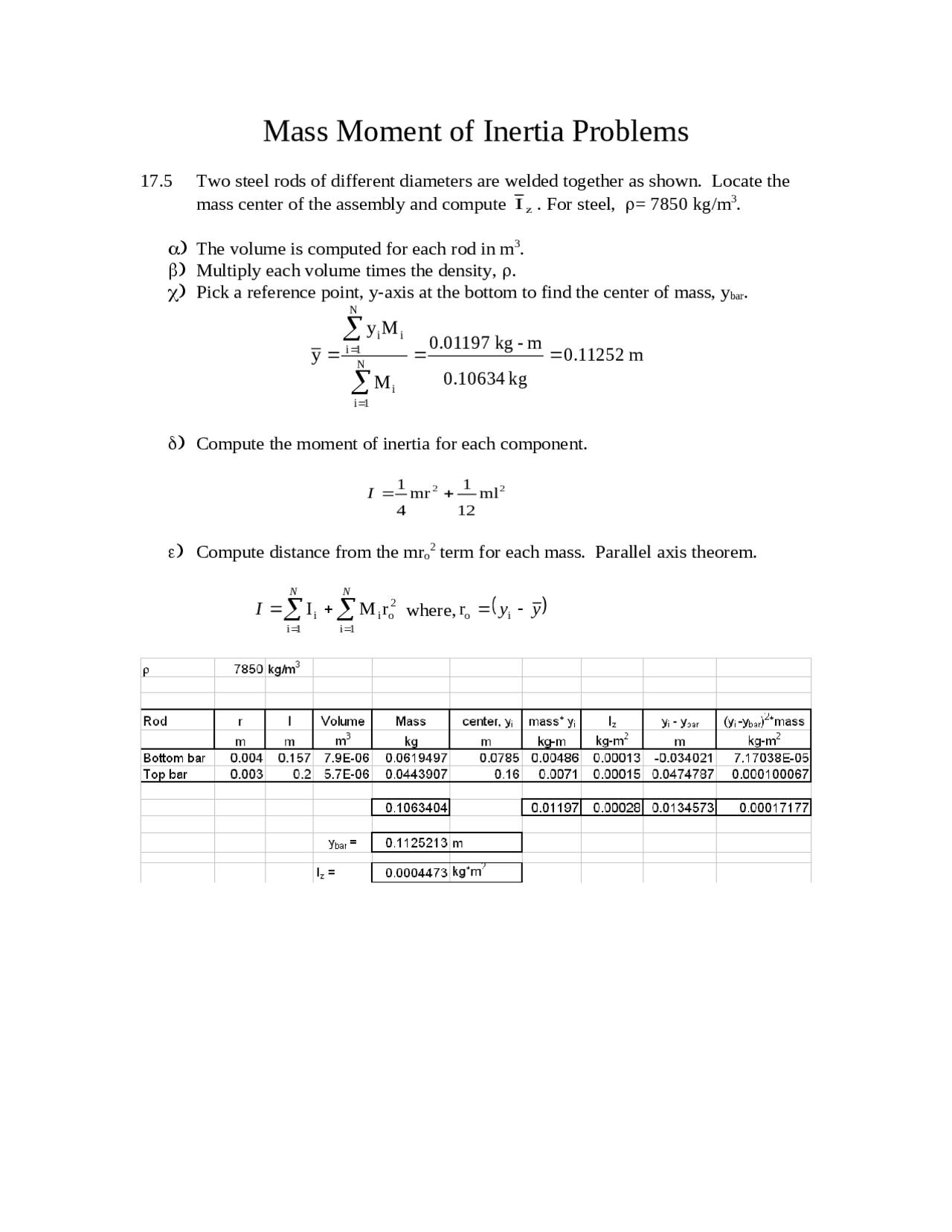 Mass Moment of Inertia Problems in Dynamics and Vibrations | MEEN 363 ...