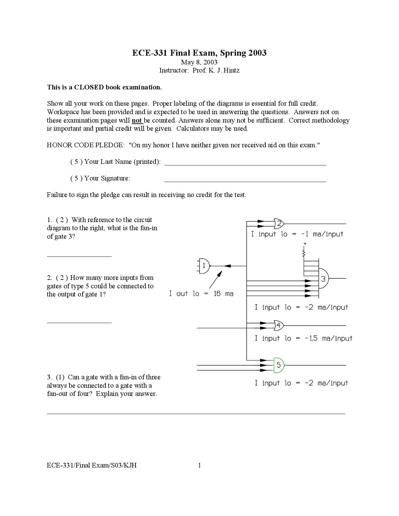 14 Problems on the Circuit Analysis - Final Exam | ECE 331 | Exams ...