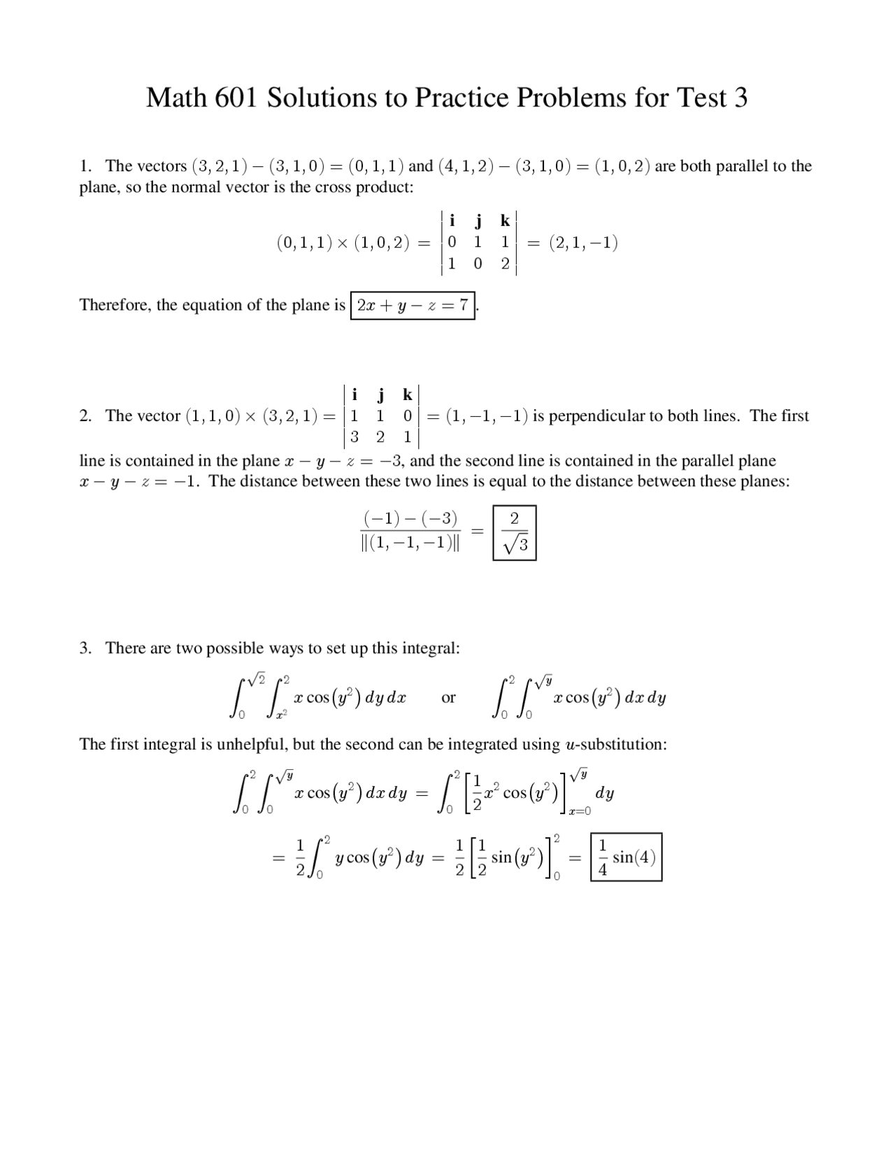 Test 3 Practice Problems Solved | Methods of Applied Mathematics I ...