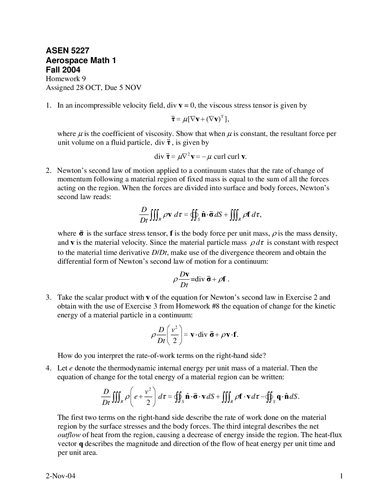 Homework 9: Aerospace Math 1 - Fall 2004 | Assignments Aerospace ...