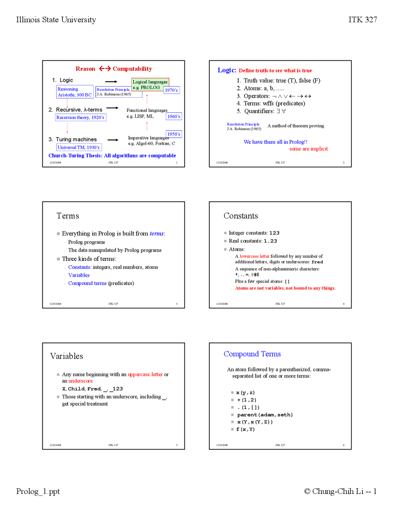 Lecture Slides for Logic | Concepts of Programming Languages | ITK 327. ...