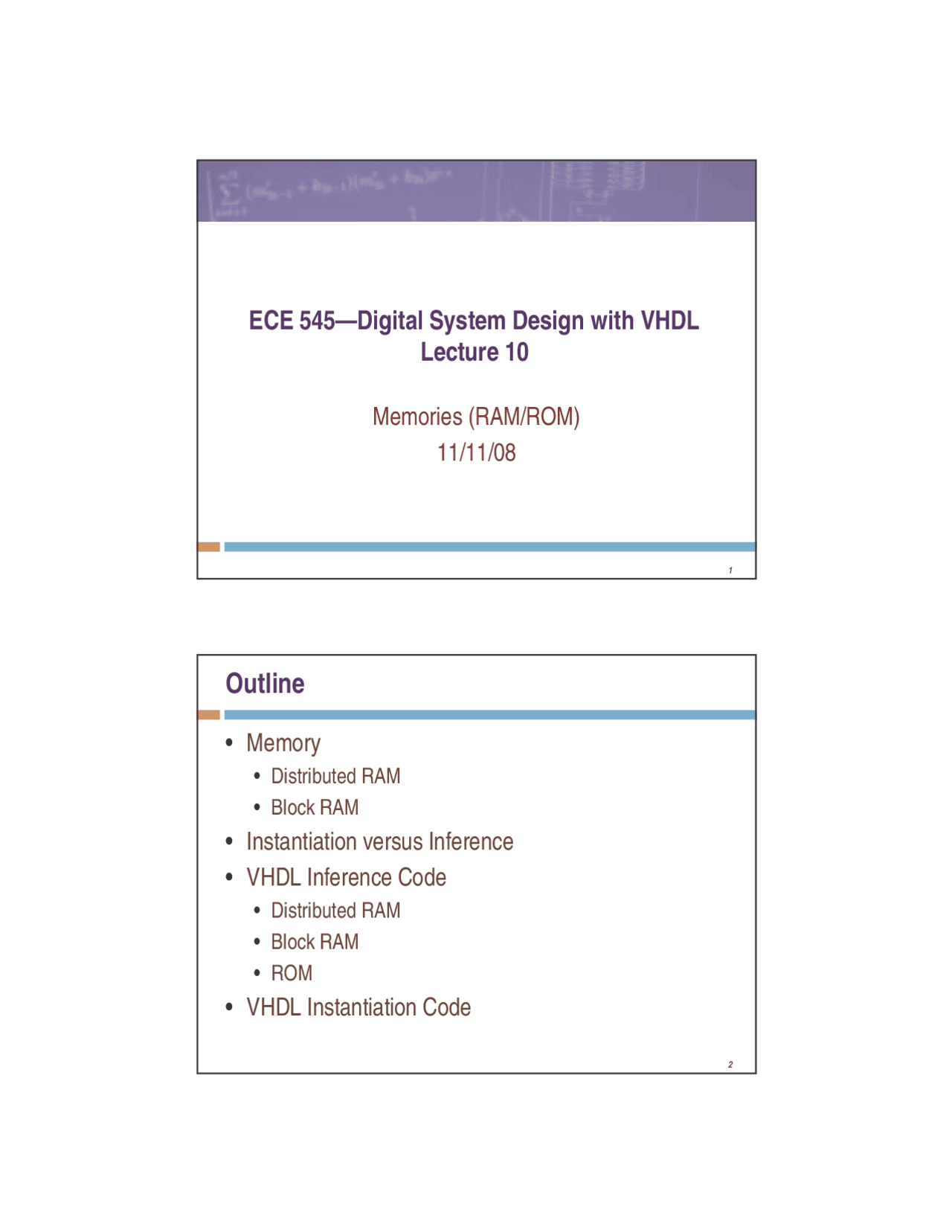 Digital System Design with VHDL - Lecture Slides | ECE 545 - Docsity